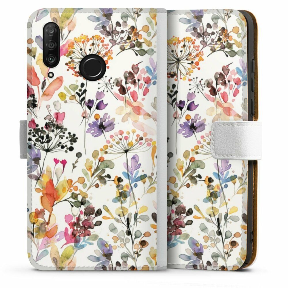 DeinDesign Handyhülle Blume Muster Pastell Wild Grasses, Huawei P30 Lite  Hülle Handy Flip Case Wallet Cover Handytasche Leder