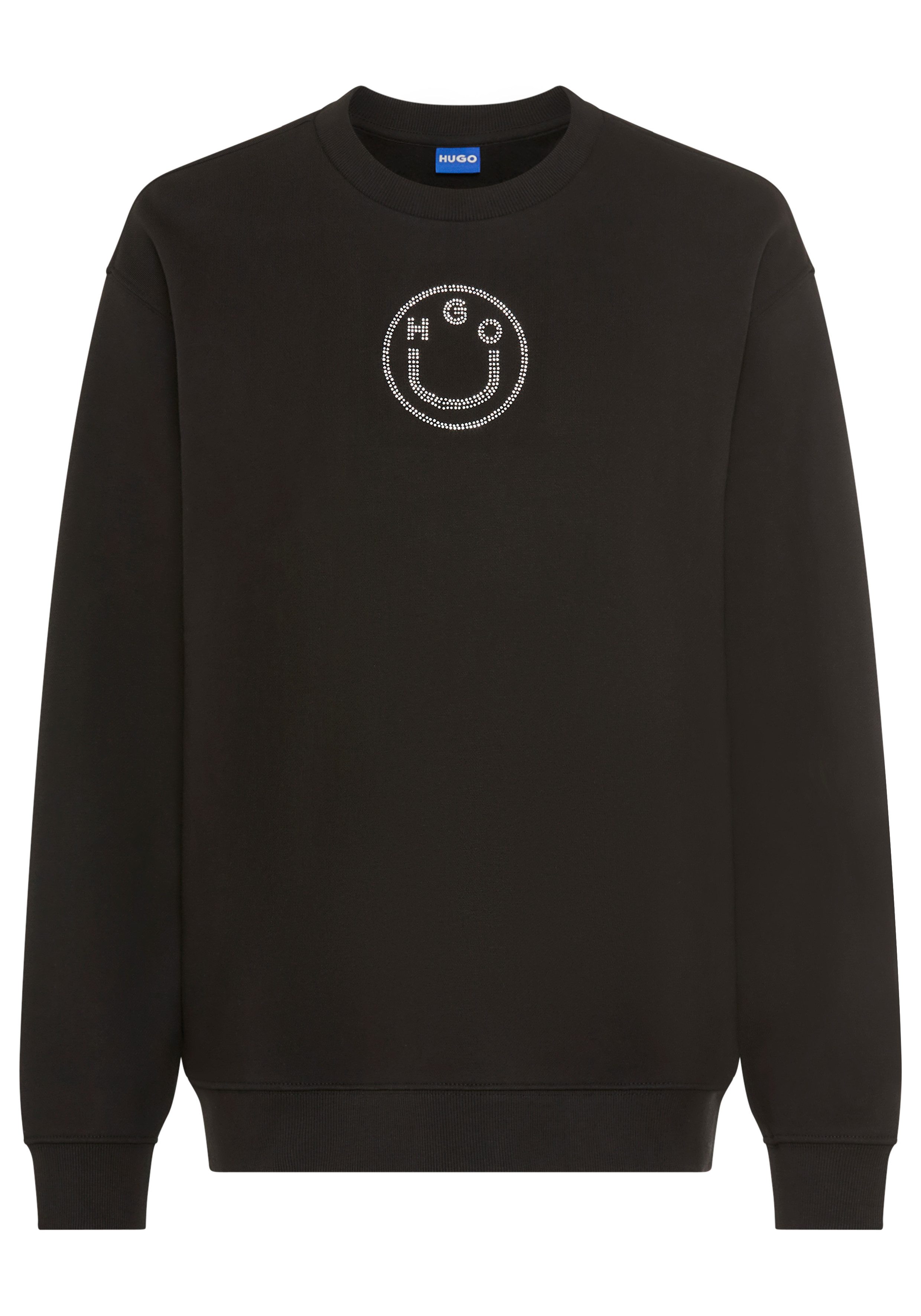 HUGO Blue Sweatshirt Classic Crew Relaxed Fit, mit Strass-Steinen