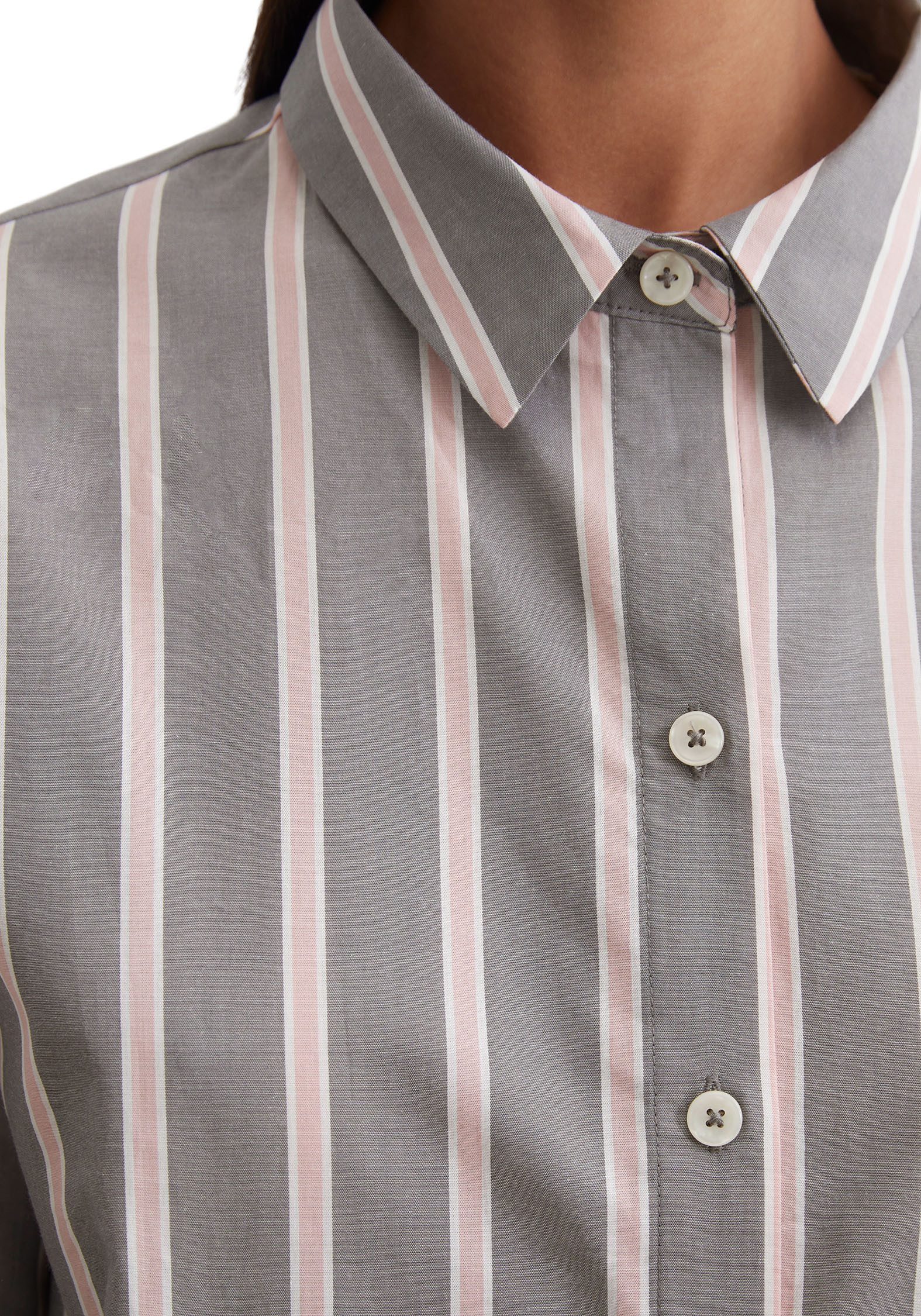 Marc O'Polo Pyjamaoberteil Mix & Match Woven Knöpfe, Langarm, Streifen, Popeline, Baumwolle