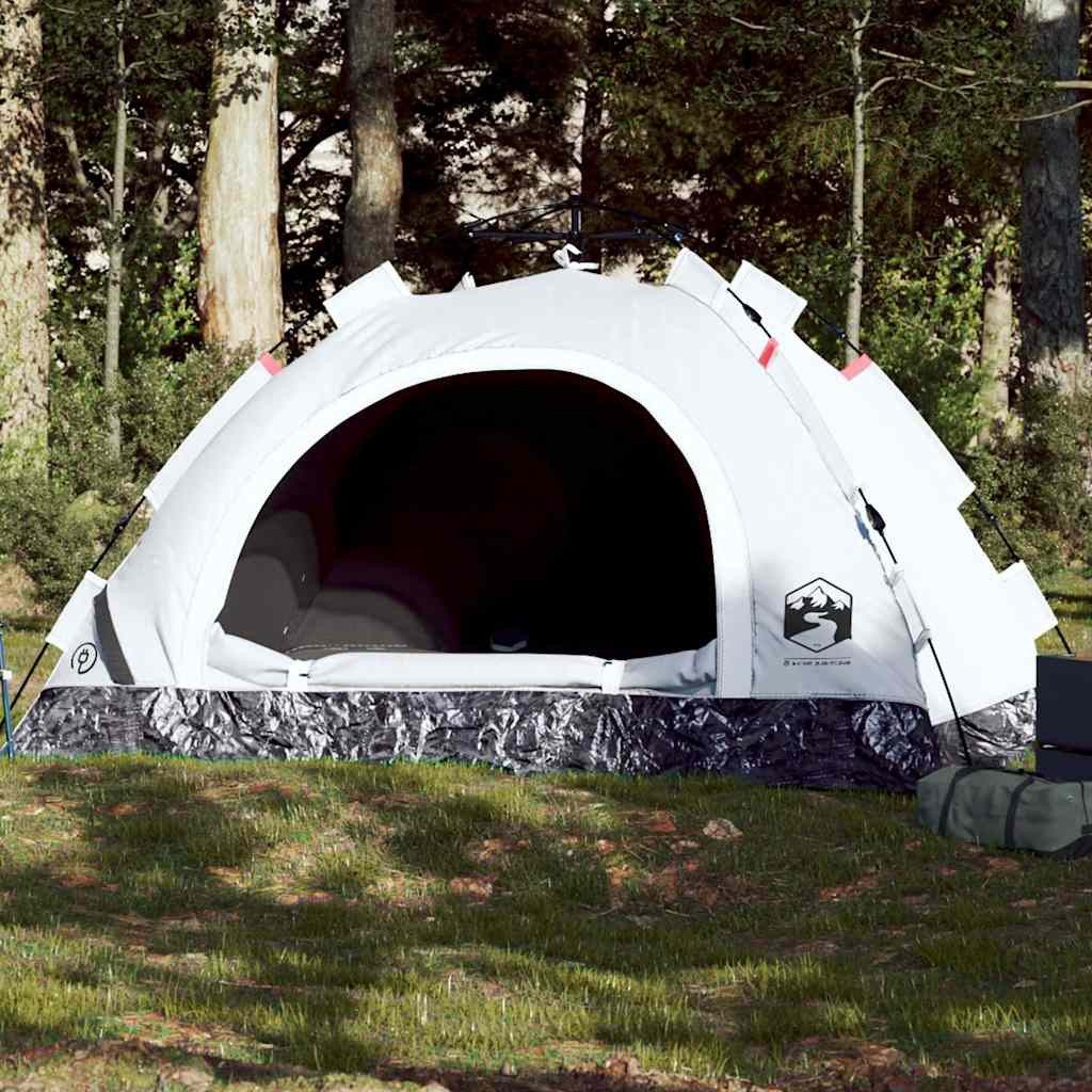 vidaXL Angelzelt, Campingzelt 4 Personen Weiß Verdunkelungsstoff Quick Release