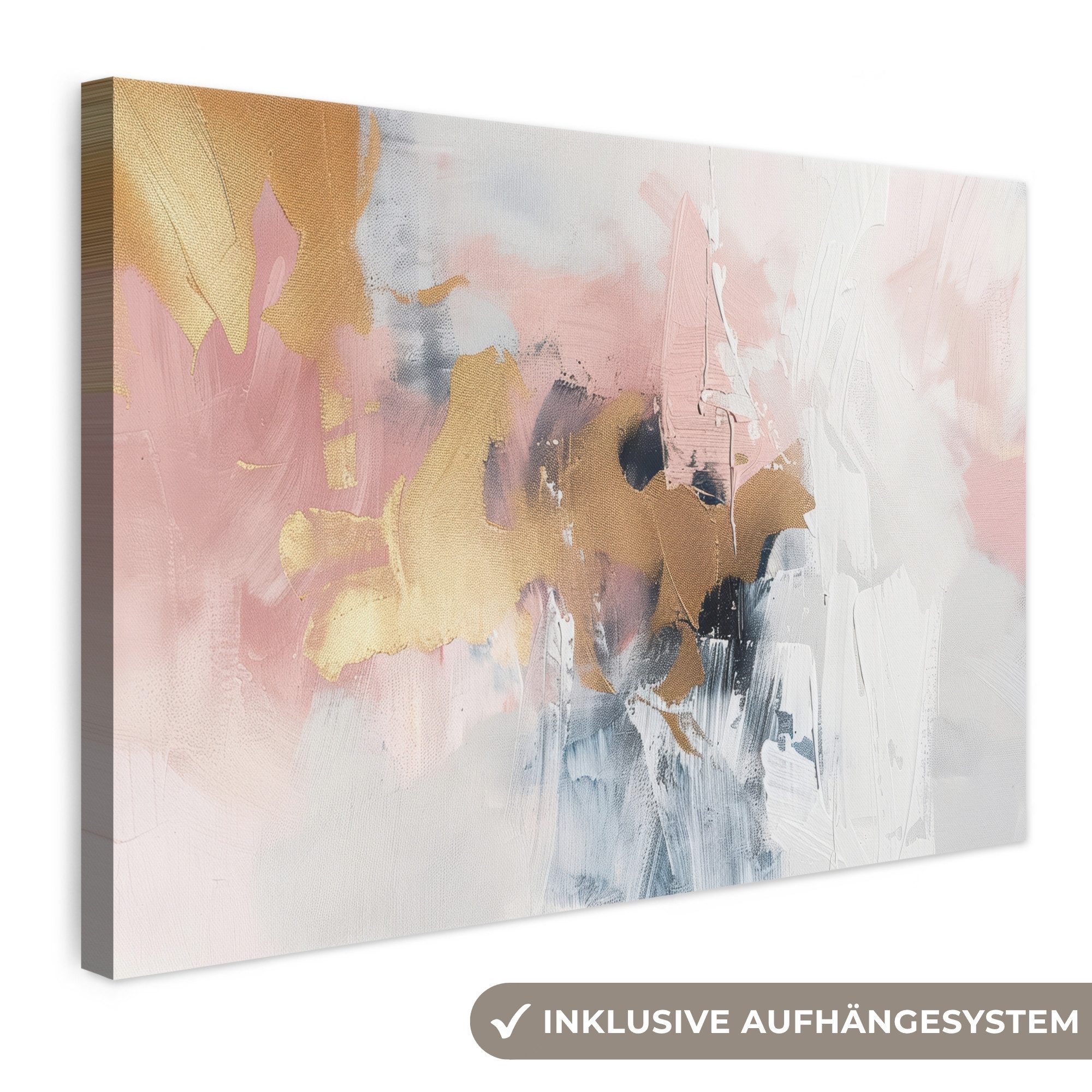 OneMillionCanvasses® Leinwandbild Abstrakt - Pastellfarben - Gold - Modern - Ästhetisch, Fotodruck (1 St), Leinwand Bilder Klein, Wand Dekoration Aesthetic 30x20 cm