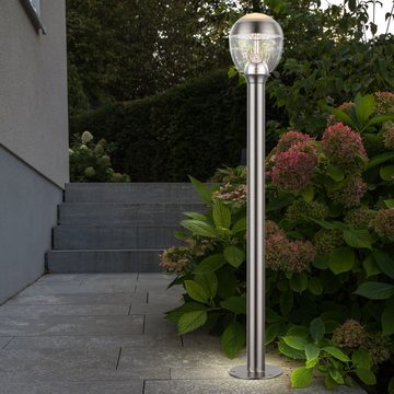 etc-shop LED Außen-Stehlampe, LED-Leuchtmittel fest verbaut, Warmweiß, 2er Set LED Außen Steh Kugel Lampen Weg Beleuchtungen Hof Sockel