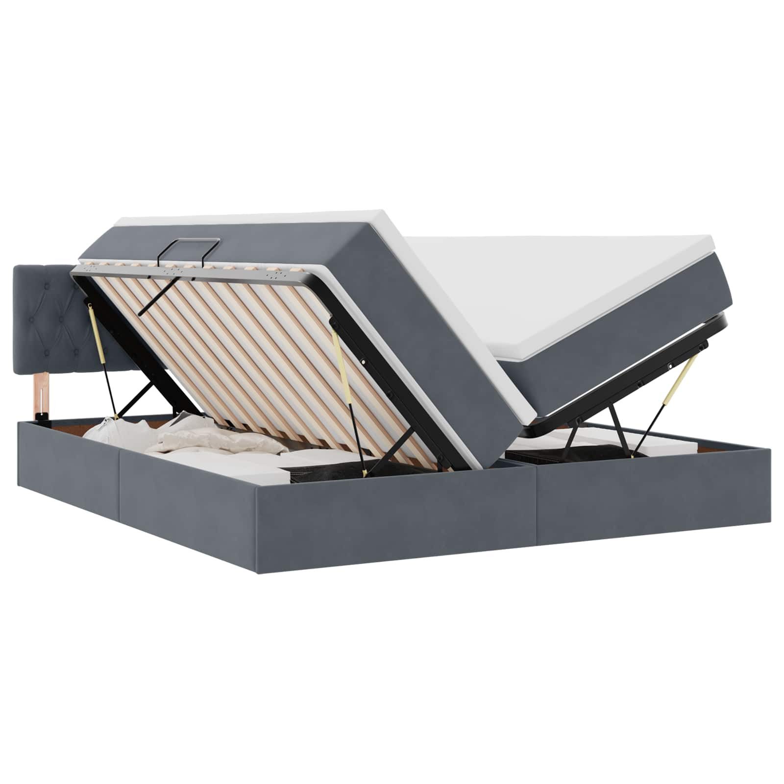 Bett Aufbewahrungsbett mit Matratze Dunkelgrau 90 x 200 cm