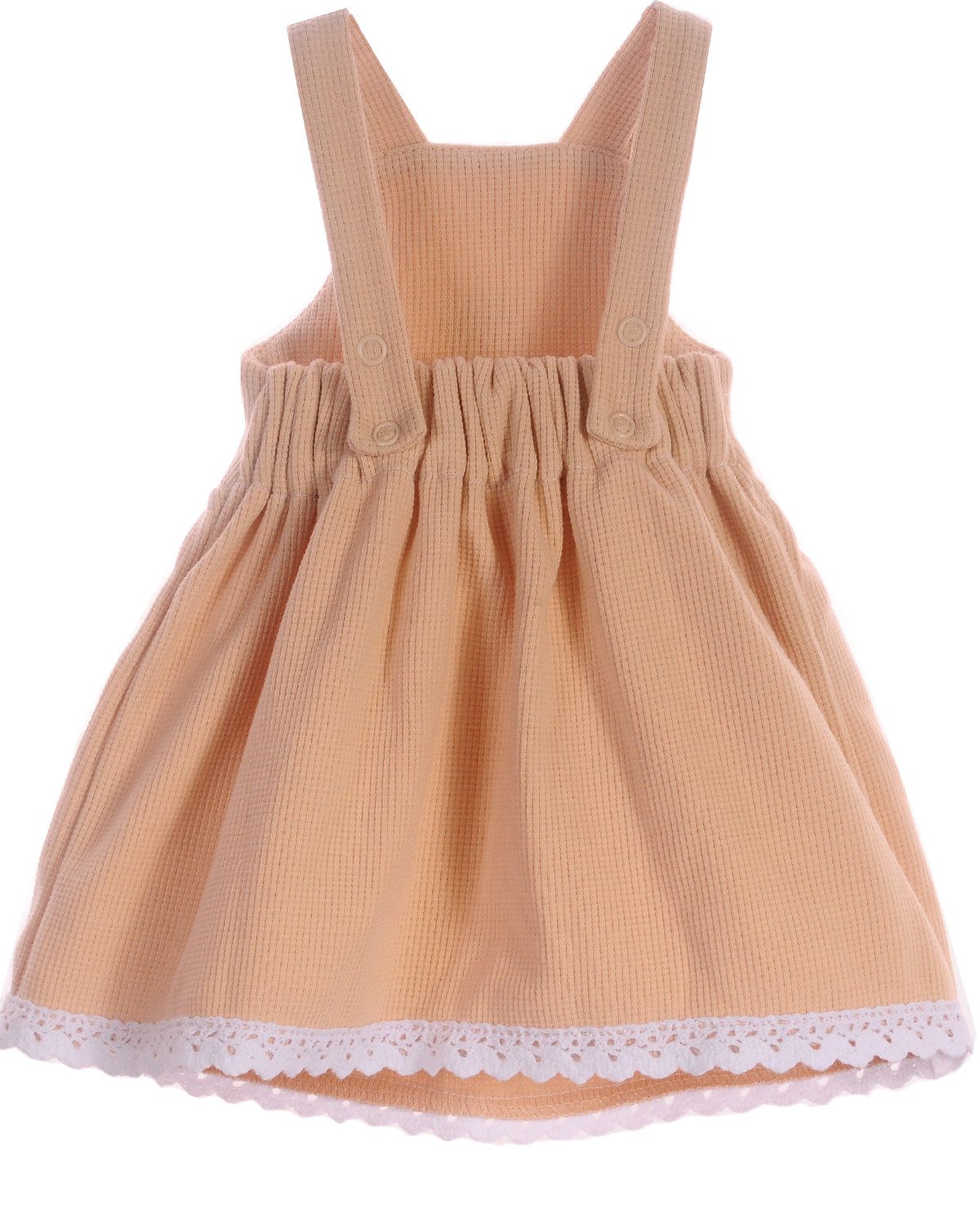La Bortini Latzkleid Baby Kleid Trägerrock Kleidchen in Beige 50 56 62 68 74 80 86 92 98, mit Rüschen, Spitzen, Träger verstellbar