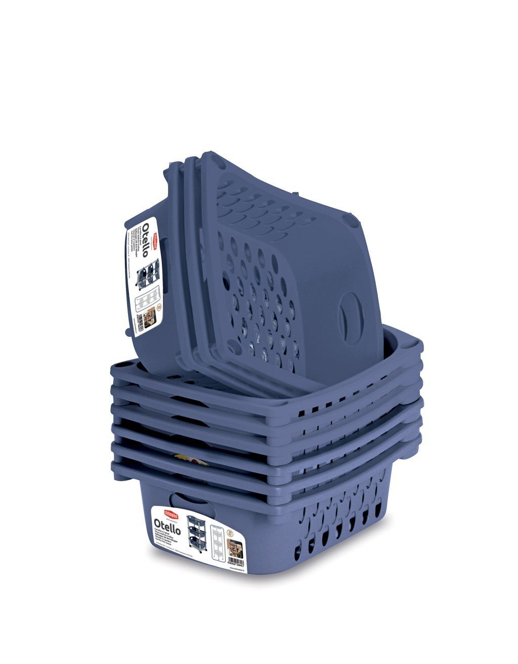 Kreher Küchenwagen Küchenwagen Rollwagen mit 3 Ablagen (Blau), Mit 3 Körben günstig online kaufen