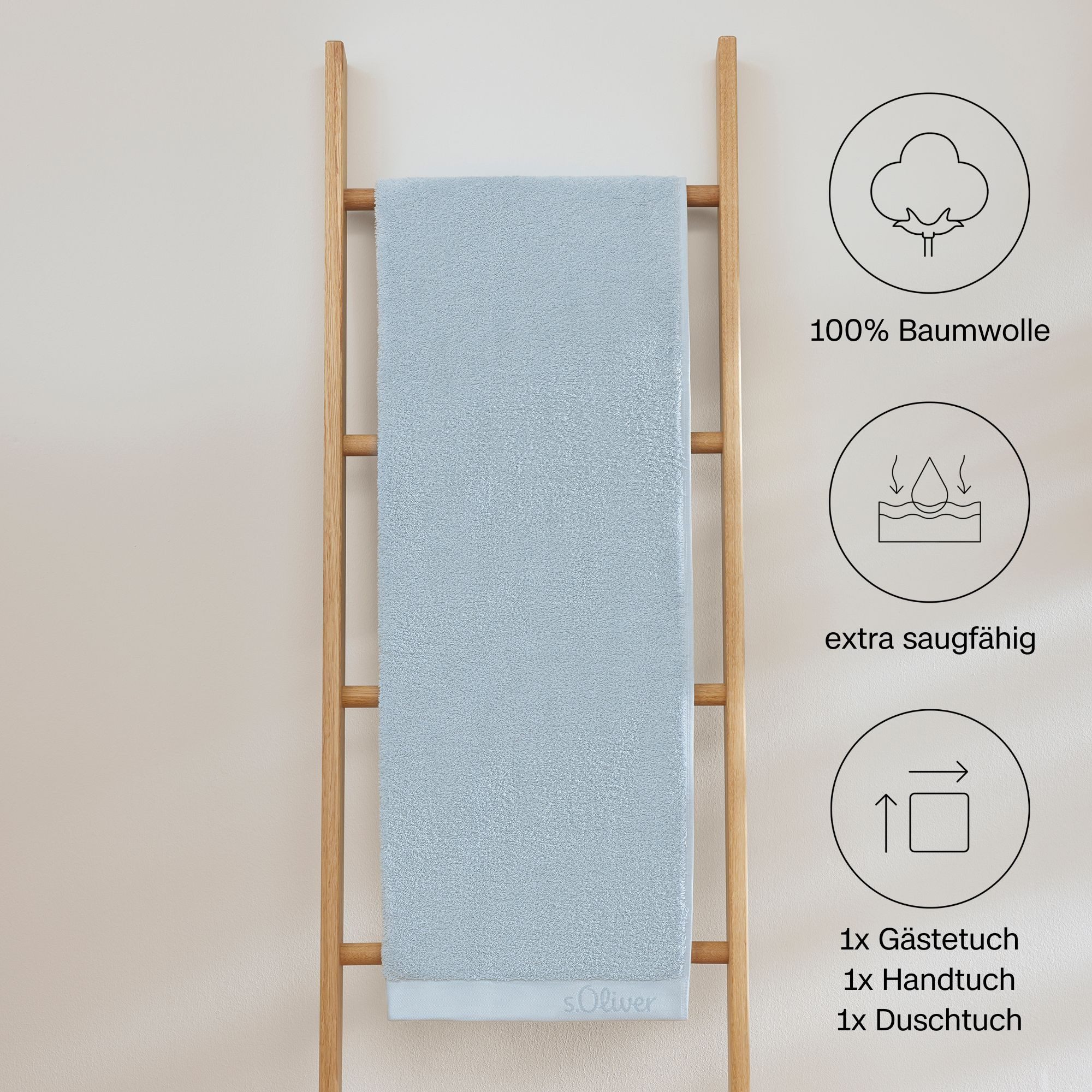 s.Oliver Handtuch Set s.Oliver, Premium Qualität, 600 gr/m², Walkfrottier (Set, 3-St), 1 Gästetuch 30x50 cm, 1 Handtuch 50x100 cm, 1 Duschtuch 70x140 cm