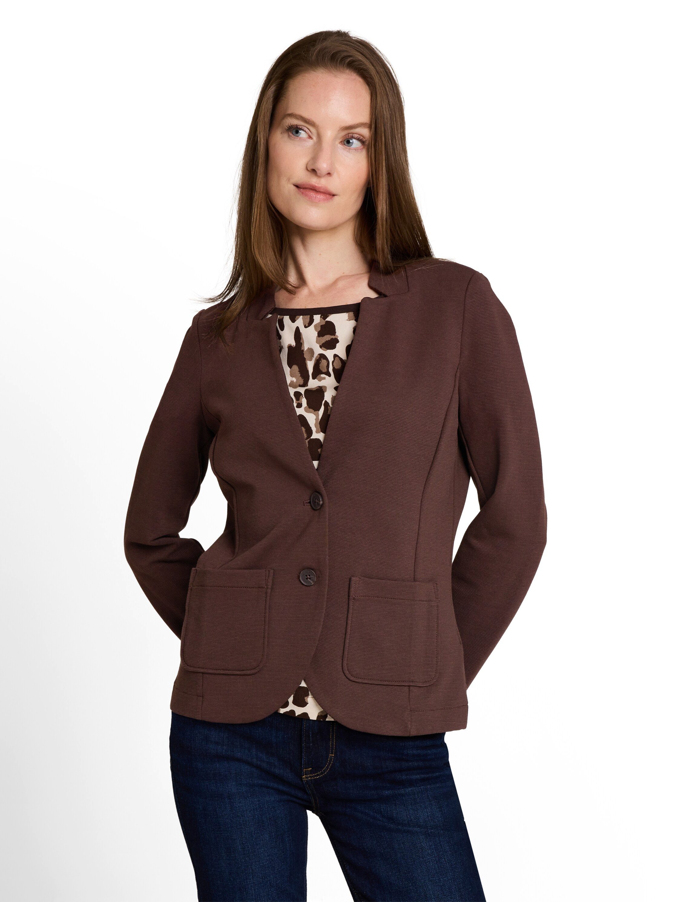 TOM TAILOR Sweatblazer Fitted mit aufgesetzten Taschen und Struktur