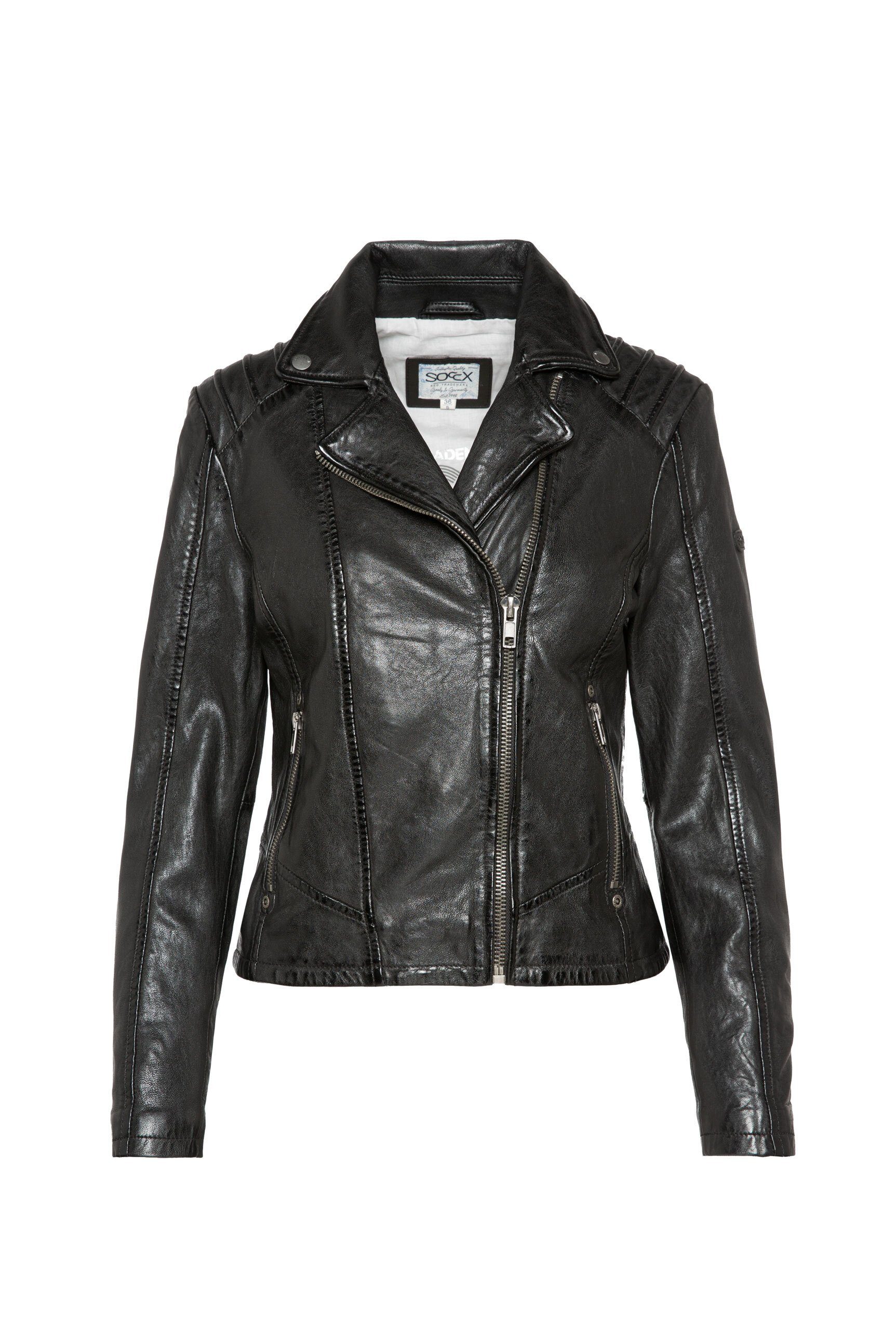 SOCCX Lederjacke mit Zipper am Ärmelende