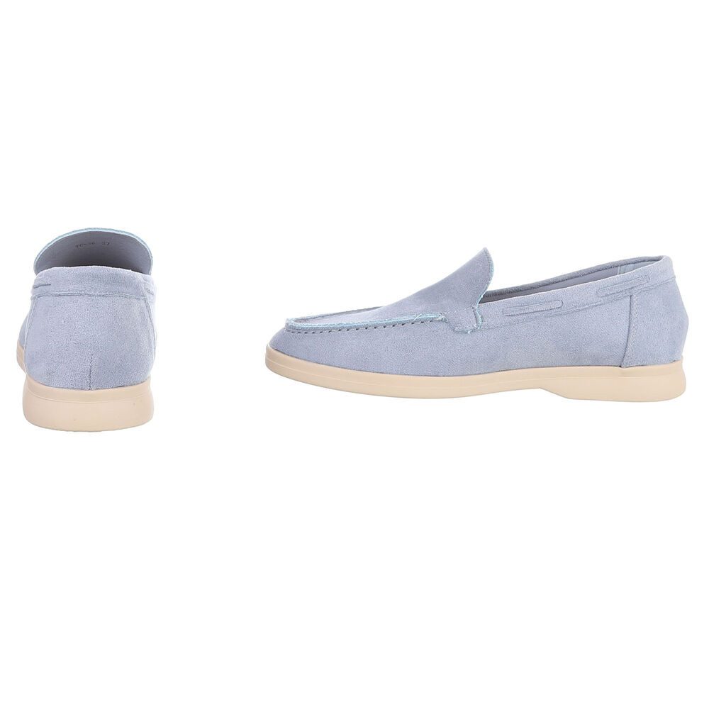 Ital-Design Eleganter Damen Slip-On Schuh mit hohem Tragekomfort Slipper (90927392) Blockabsatz Mokassins in Hellblau