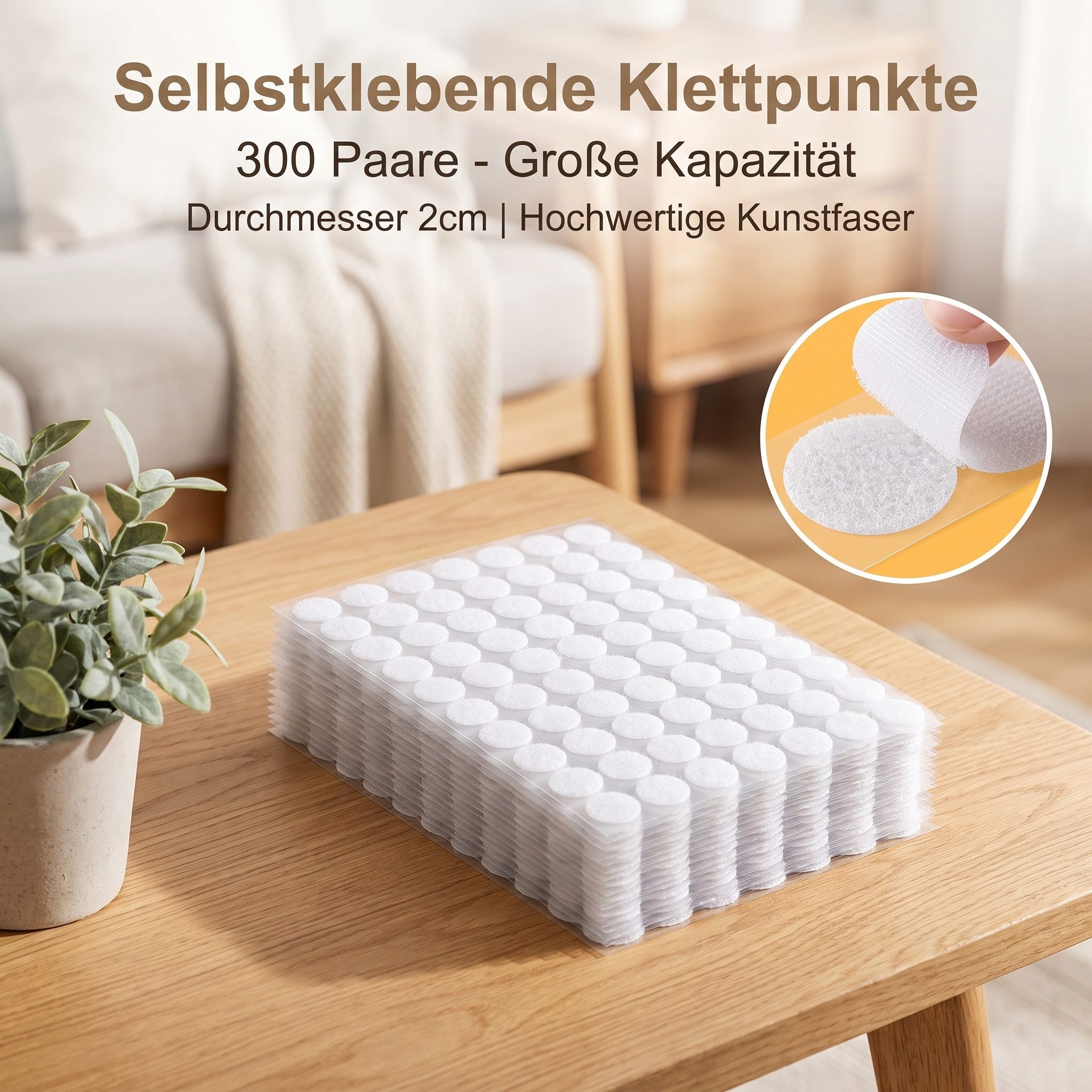 AIMAX Klettband Klettpunkte selbstklebend 600 Stück für Haushalt und Büro