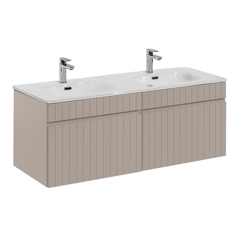 Lomadox Badmöbel-Set IRAKLIO-56-CASHMERE, (Spar-Set, 4-St), Kaschmir, Rille günstig online kaufen