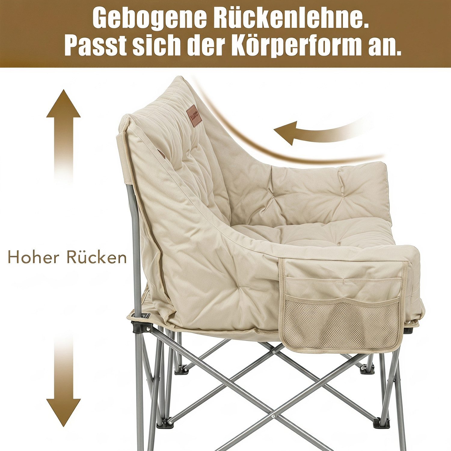 kehot Campingstuhl Faltbarer 2-Sitzer Campingstuhl mit 6 cm Polsterung, 127×94×60 cm (Doppelsitz Outdoor Sofa bis 240kg belastbar, Campingklappstuhl), Klappstuhl mit Oxford-Gewebe,Tragetasche, für Camping Garten Balkon