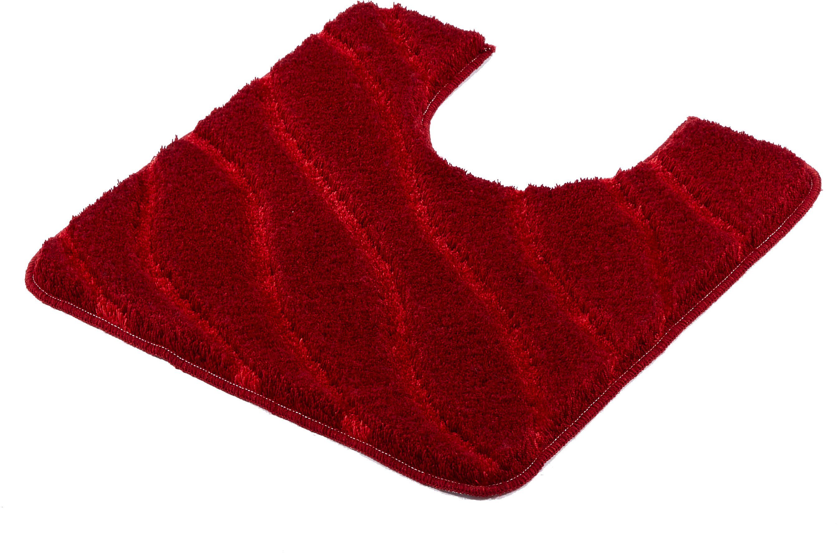 Kleine Wolke Badematte Tram, Höhe 20 mm, rutschhemmend beschichtet, fußbodenheizungsgeeignet, Polyacryl, quadratisch, WC Vorleger mit Ausschnitt, modernes Wellen Design, Hoch-Tief Effekt