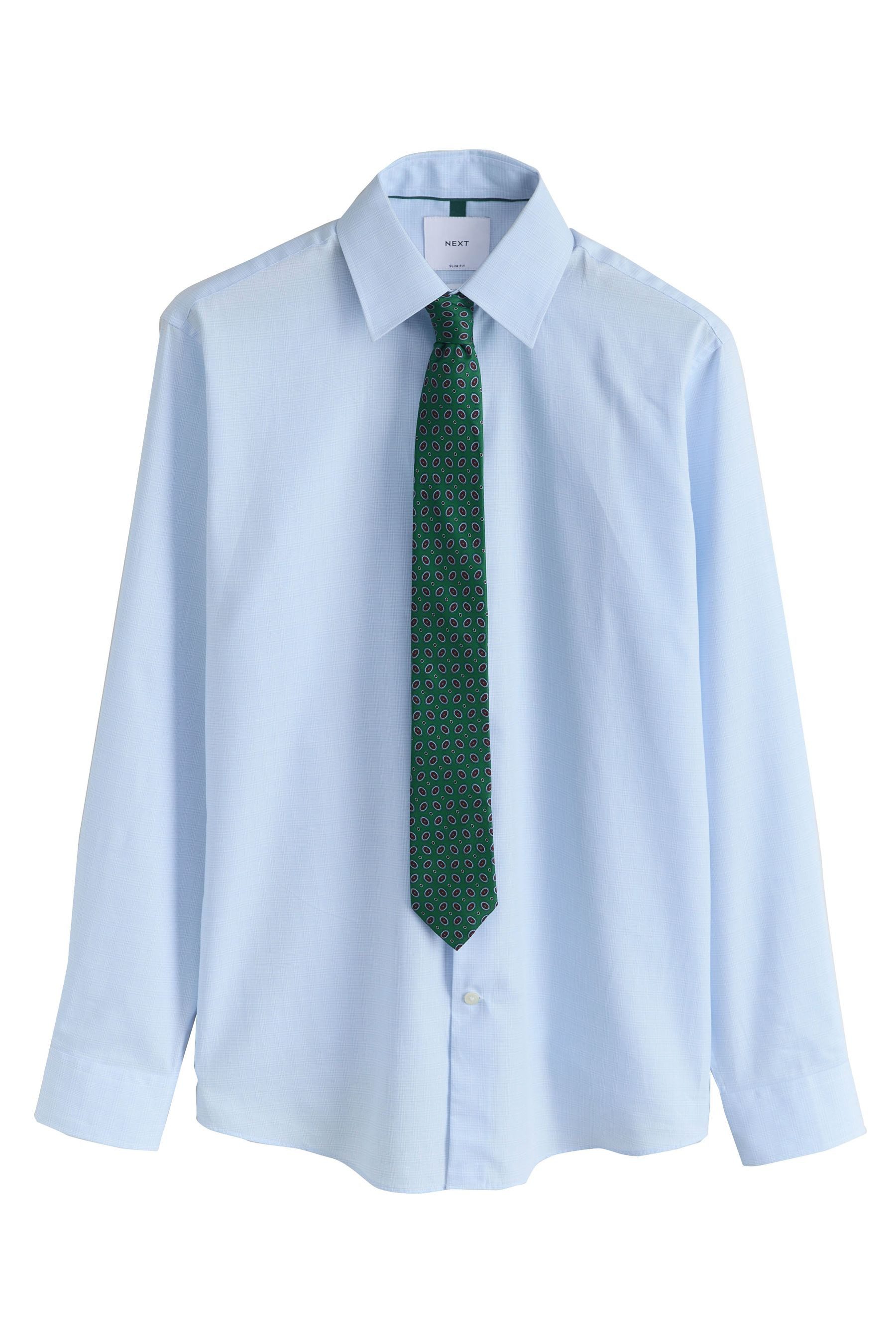Langarmhemd Slim Fit Baumwollhemd und Krawatte im Set