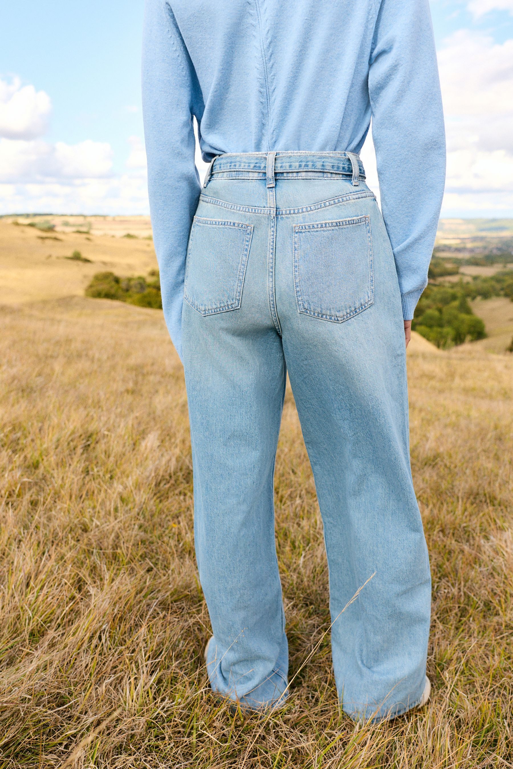 Next Weite Jeans Jeans mit weitem Hosenbein und Gürtel (1-tlg)