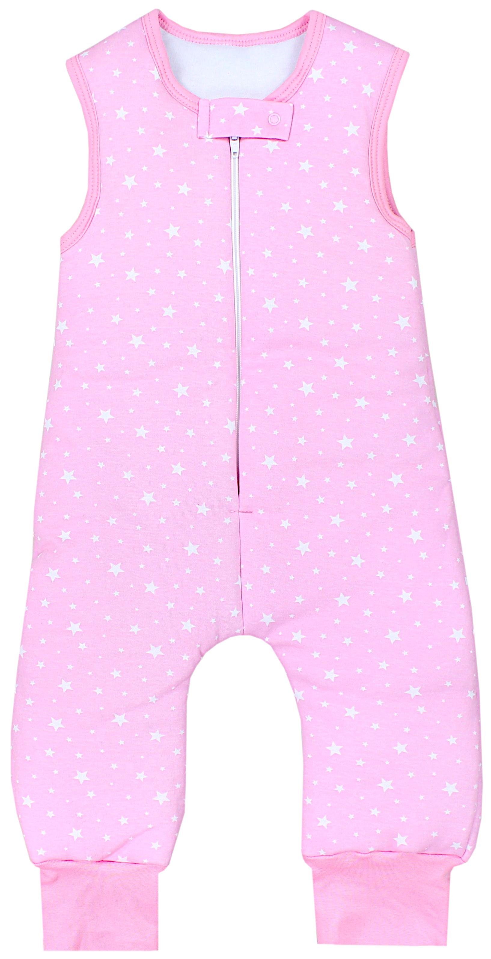 TupTam Babyschlafsack Winter Schlafsack mit Beinen OEKO-TEX zertifiziert 2,5 TOG Unisex Sterne Weiß / Rosa