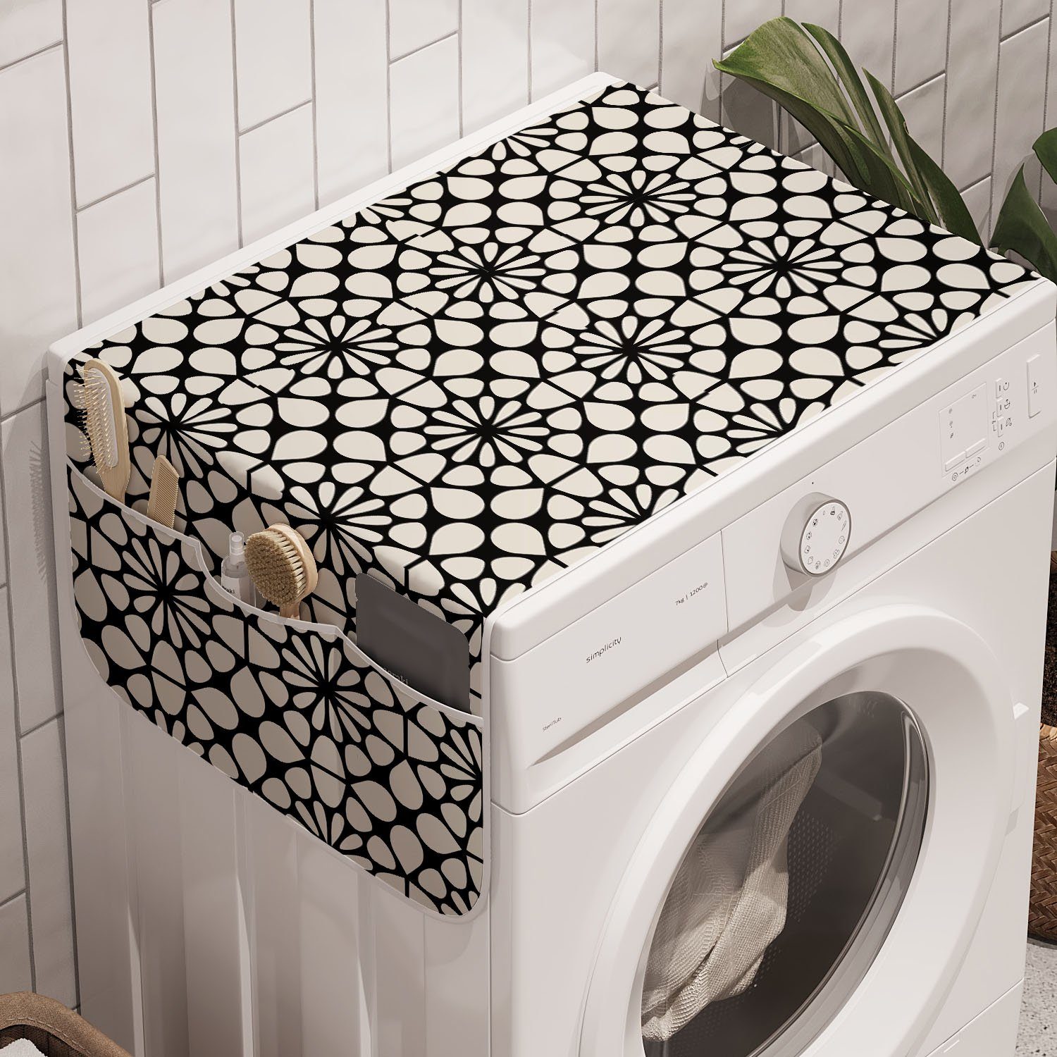 Abakuhaus Abstrakte Badorganizer Waschmaschine für Anti-Rutsch-Stoffabdeckung und Trockner, Kreis Abstrakt geometrische
