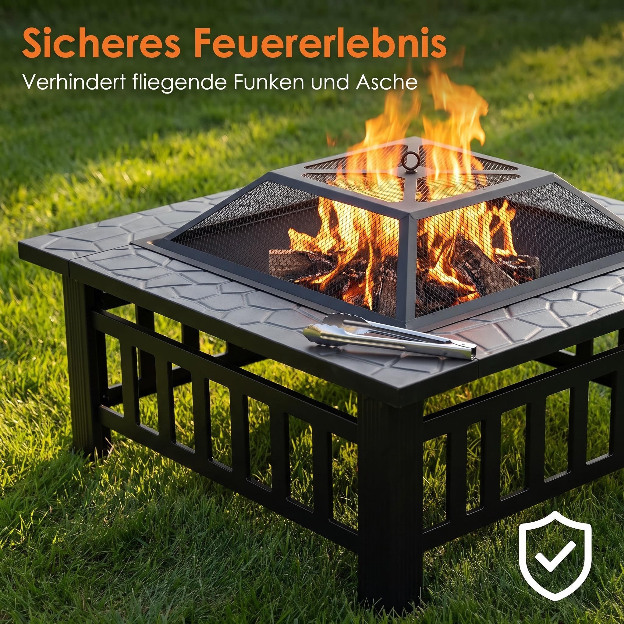 TLGREEN Feuerschale mit Grillrost und herausnehmbare Ascheschale, (raucharme Outdoor Feuerstelle aus hitzebeständigem Stahl, tragbarer Feuerkorb für Garten Terr – Bild 4 von 5