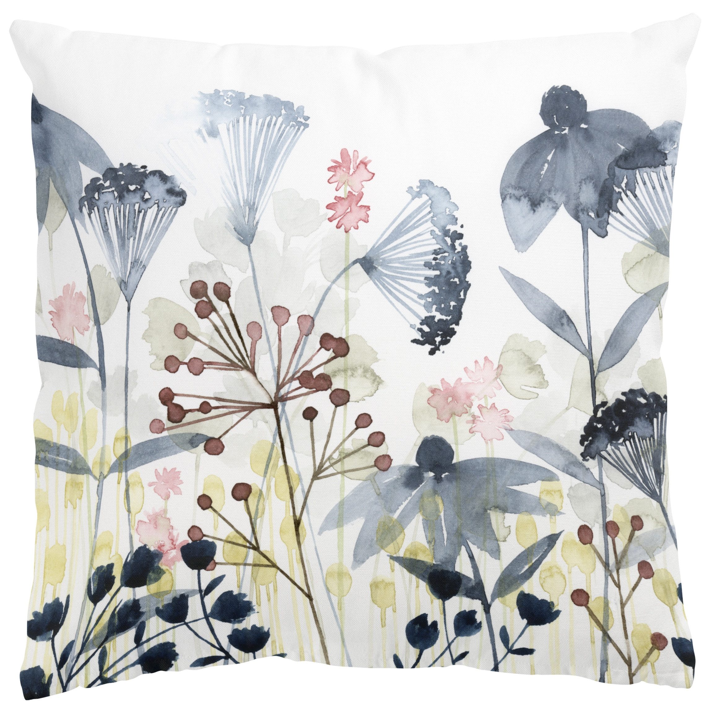 Bilderdepot24 Dekokissen drinnen Kissenhülle/ Sofakissen/ Zierkissen Kissenhülle weiss Blumen L, Bezug Aquarell mit / ohne Füllung Zierkissen Outdoor Sofa Bett