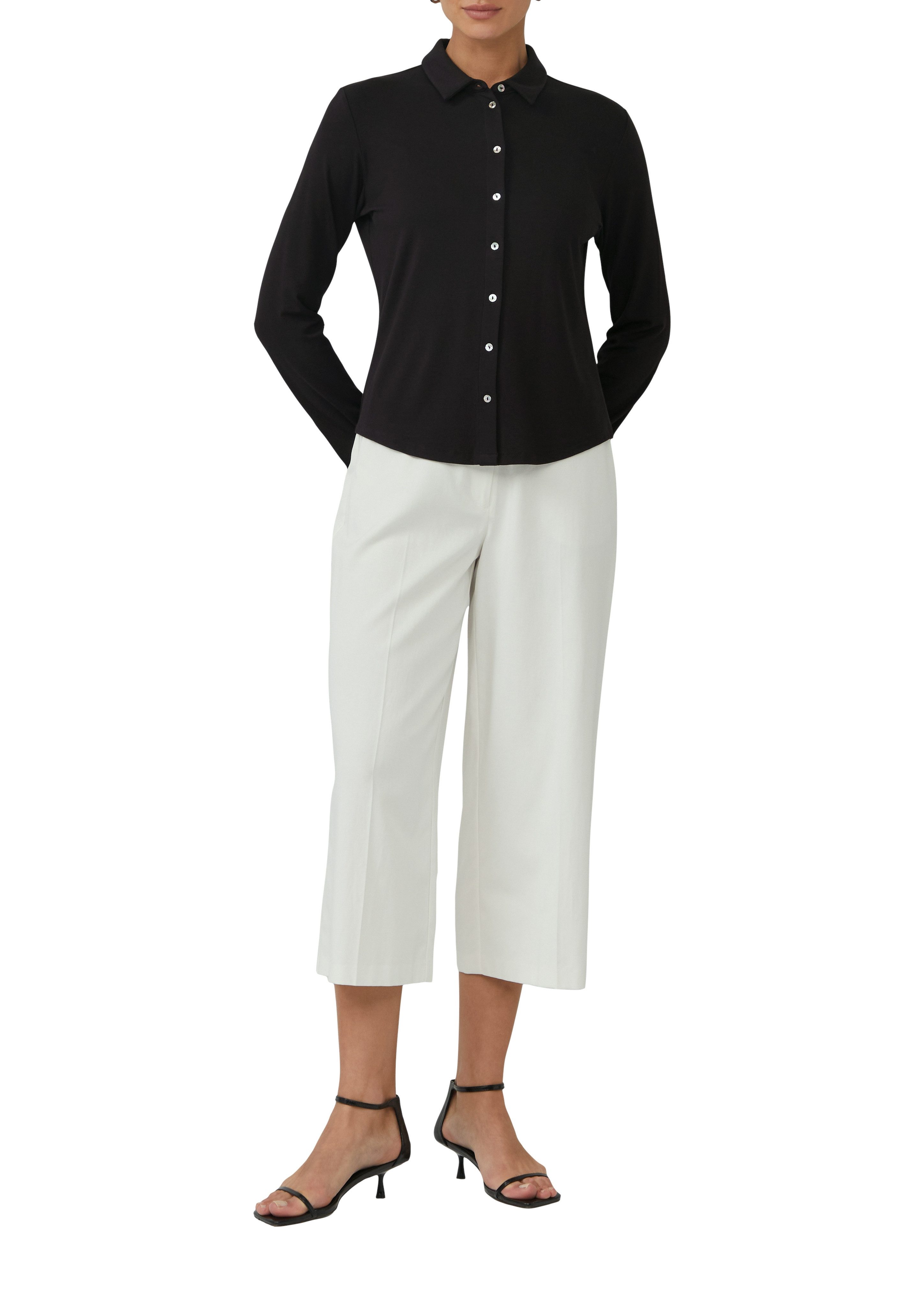 s.Oliver BLACK LABEL Hemdbluse mit Perlmuttknöpfen günstig online kaufen