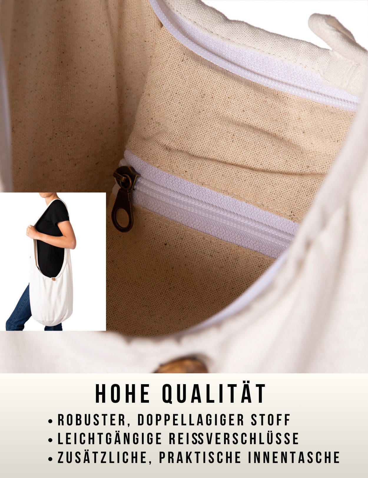 PANASIAM Freizeittasche Schulterbeutel einfarbig Schultertasche aus 100% Baumwolle in 2 Größen, Umhängetasche auch als Wickeltasche Handtasche oder Strandtasche