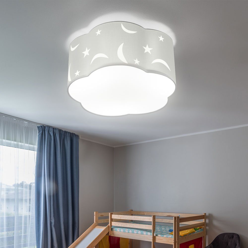 etc-shop Dekolicht, Leuchtmittel nicht inklusive, Deckenlampe Spielzimmerleuchte Wolke Kinderzimmer Textil weiß D 40 cm