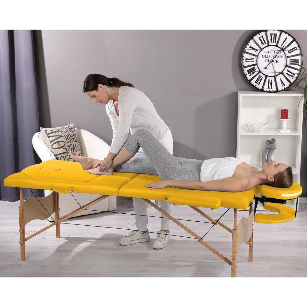 Mucola Massageliege 3 ZONEN MOBILE MASSAGELIEGE MIT TASCHE LIEGE KLAPPBAR GELB (Stück, 2-St., Liege), inkl Tasche