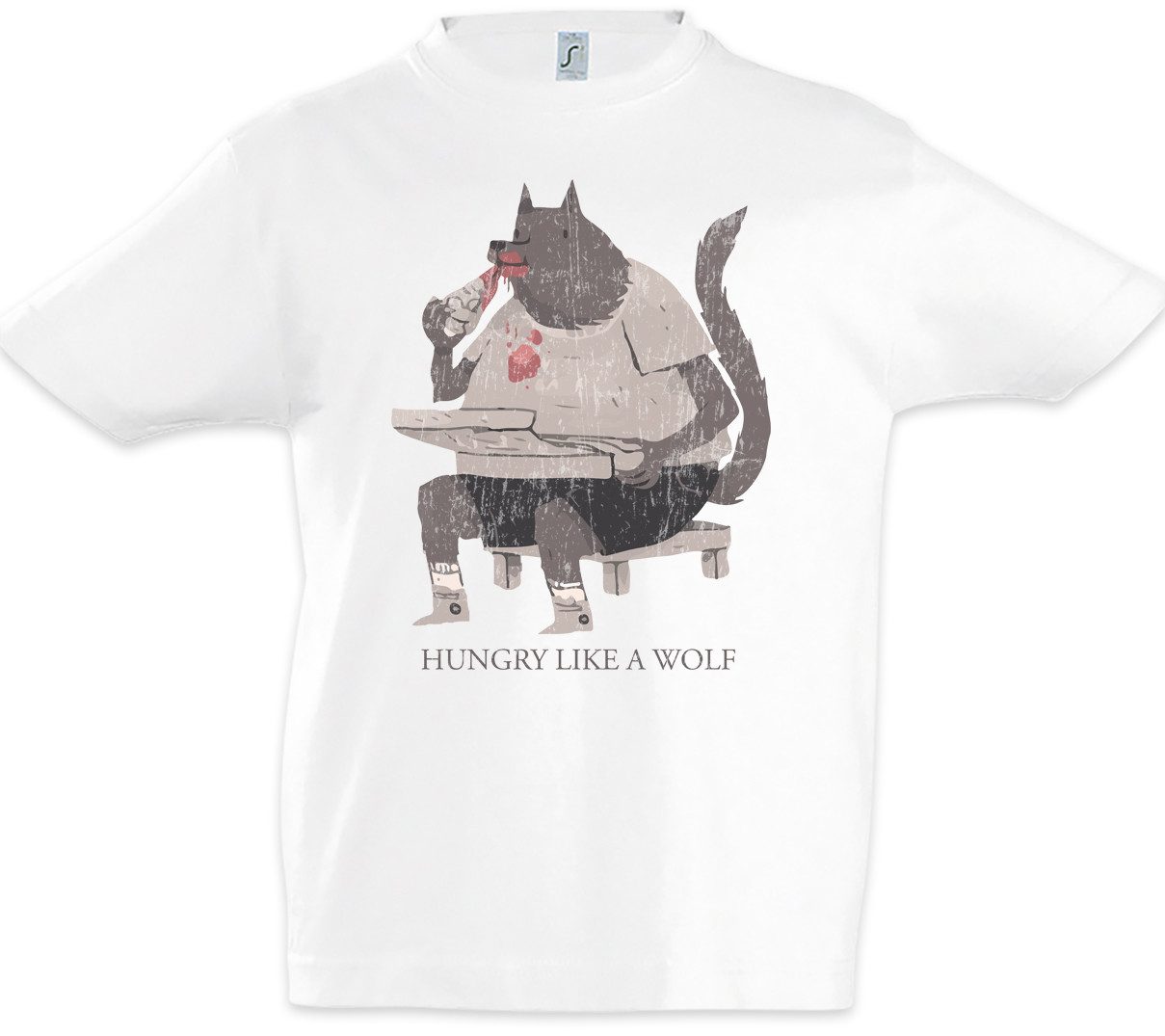 Urban Backwoods Print-Shirt Hungry Like A Wolf Kinder T-Shirt Rotkäppchen Böser Wolves Hunger (1-tlg) Hungrig Dick Chubby Übergewicht