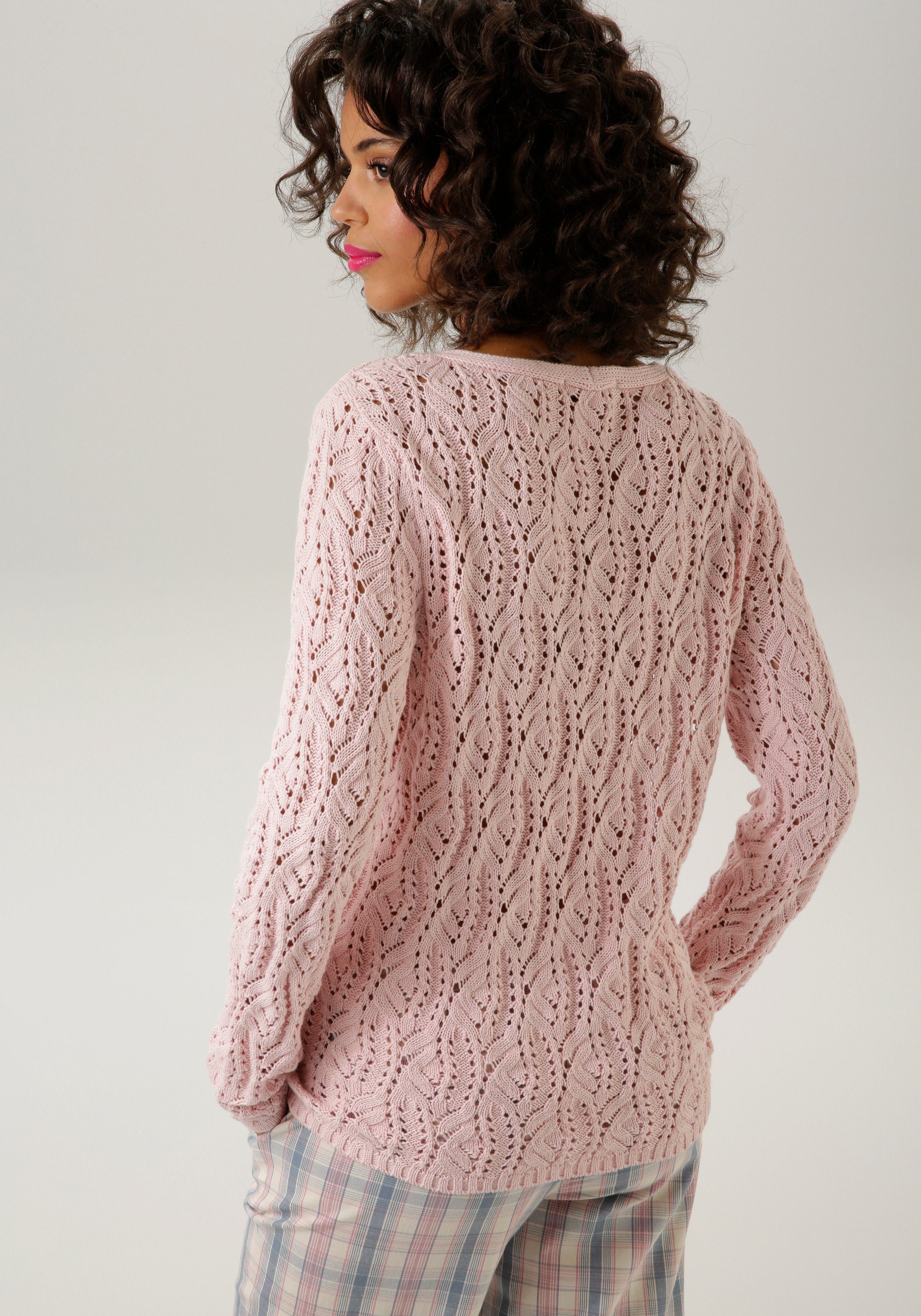 Aniston CASUAL Strickpullover mit trendigem Ajour-Muster günstig online kaufen