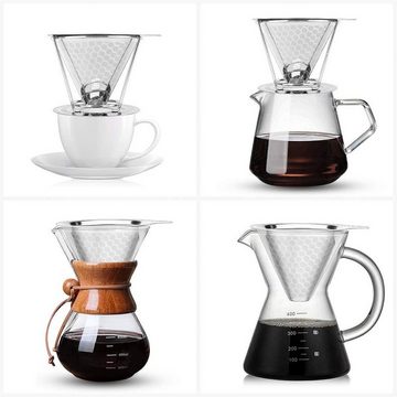 XDeer Handfilter Kaffeefilter Wiederverwendbar,Kaffeefilter aus Edelstahl, mit abnehmbarem Ständer Papierloser Kaffeefilter