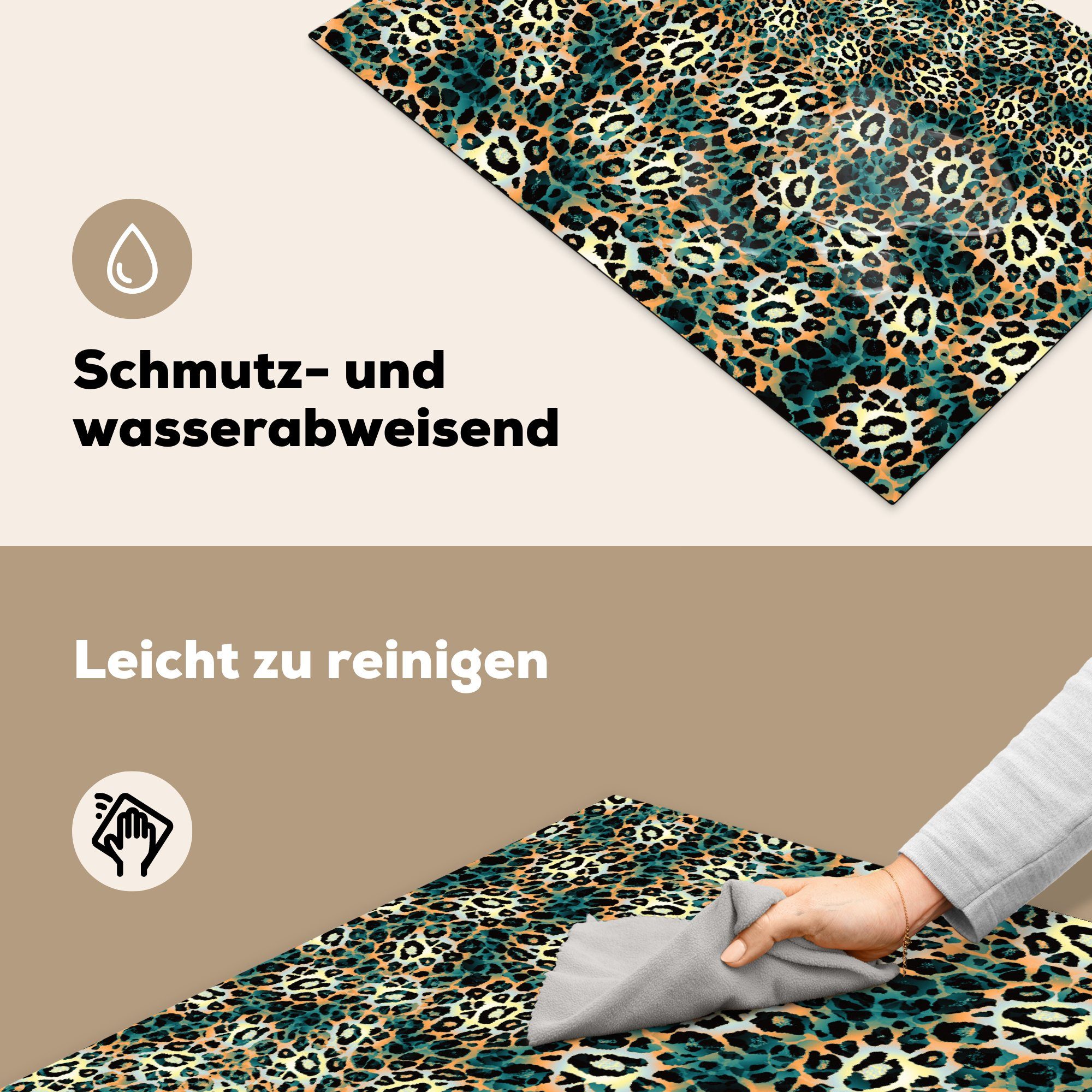 MuchoWow Herdblende-/Abdeckplatte Leopardenmuster - Design Schutz (1 - küche, Tiere, 81x52 Ceranfeldabdeckung für tlg), Vinyl, cm, die Induktionskochfeld