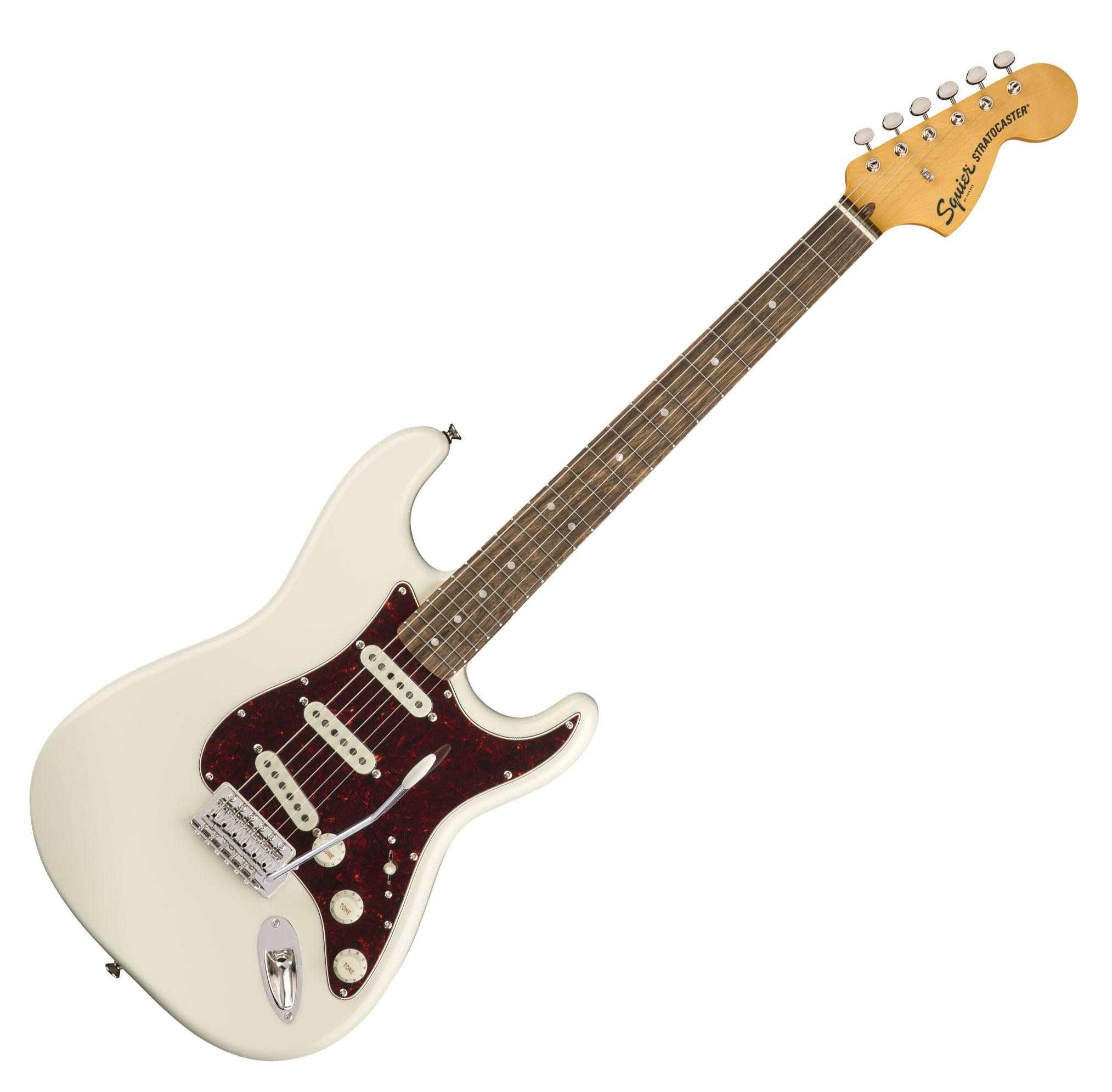 Squier E-Gitarre Classic Vibe '70s Stratocaster Olympic White, Stratocaster, mit Lorbeer-Griffbrett