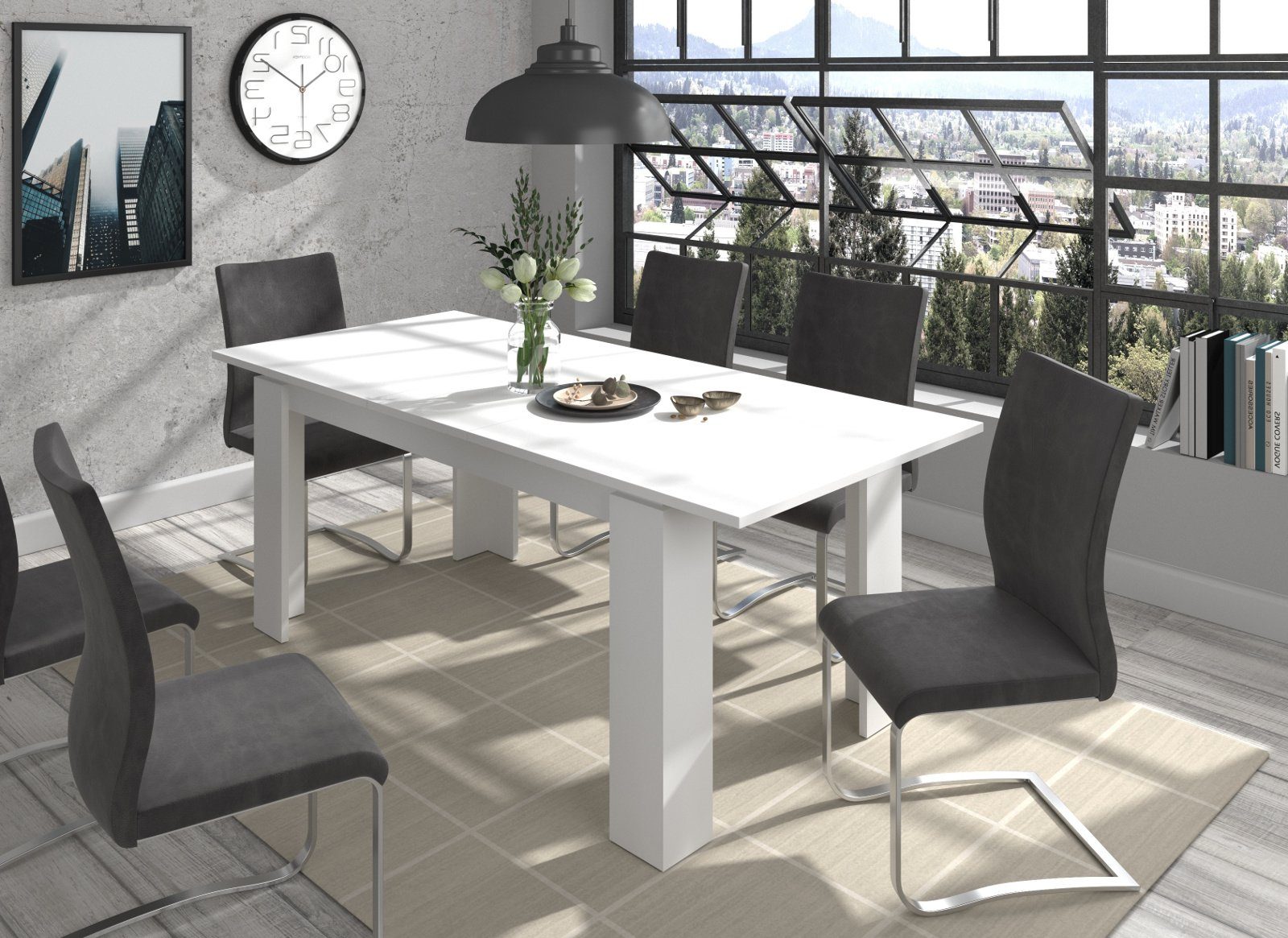 Inn.Furn Esstisch Selen (Küchentisch in weiß, ausziehbar, 160 - 200 cm), für bis zu 8 Personen