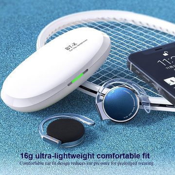 Micool Ear-Clip Bluetooth V5.3, Sport Kabelloser In-Ear-Kopfhörer (Robust und langlebig: Spritzwassergeschütztes Material für alle Wetterbedingungen, mit Atemlicht, Headset mit 4-Mikrofon, Comfort Fit Ohrhaken)