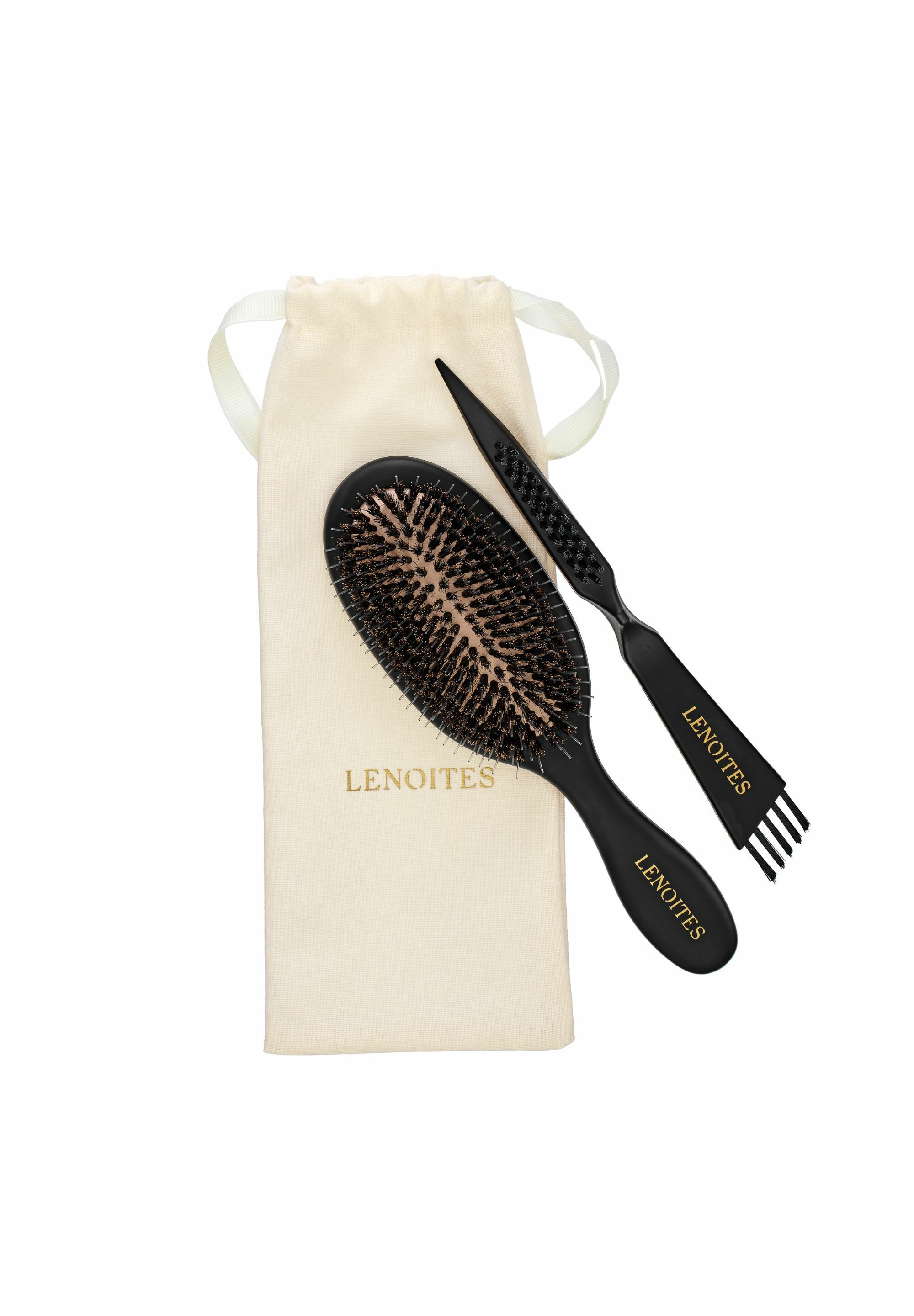 Lenoites Haarbürste Hair Brush Wild Boar with cleaner tool, Haarbürste mit Wildschweinborsten und Nylon