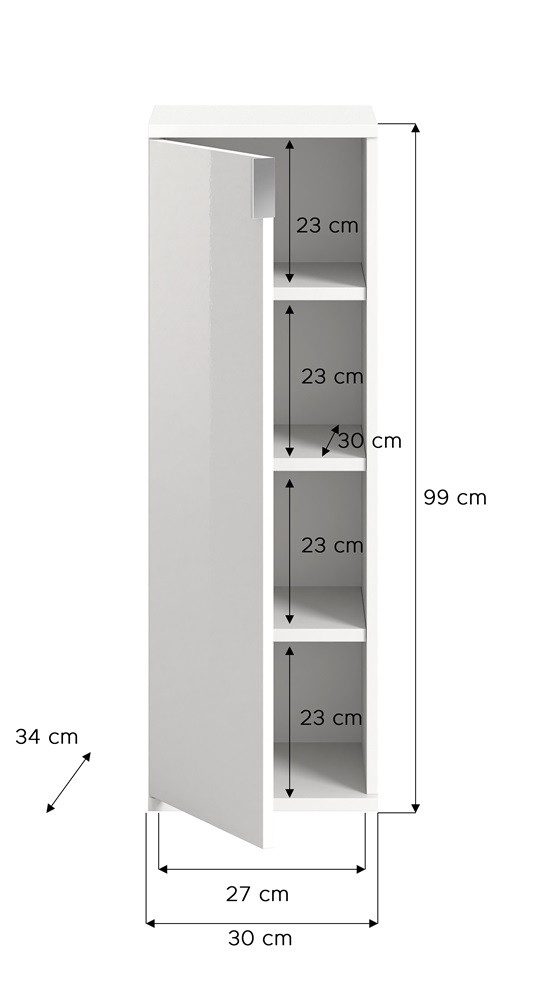 Furnhaus Schuhschrank Kommode Projekt X, weiß Hochglanz – Bild 4 von 5
