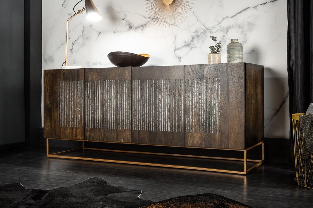 riess-ambiente Sideboard ONYX 180cm dunkelbraun / gold (Einzelartikel, 1 St günstig online kaufen