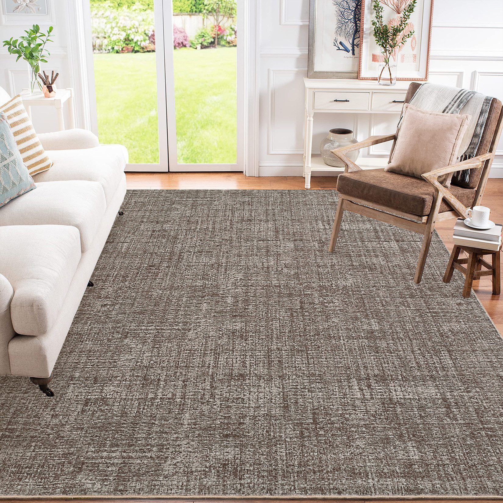 GarveeMore Veloursteppich Designteppich Maschinenwaschbarer Teppich – flachfloriger Läufer, Moderner Teppich pflegeleicht, rutschfest, schmutzabweisend