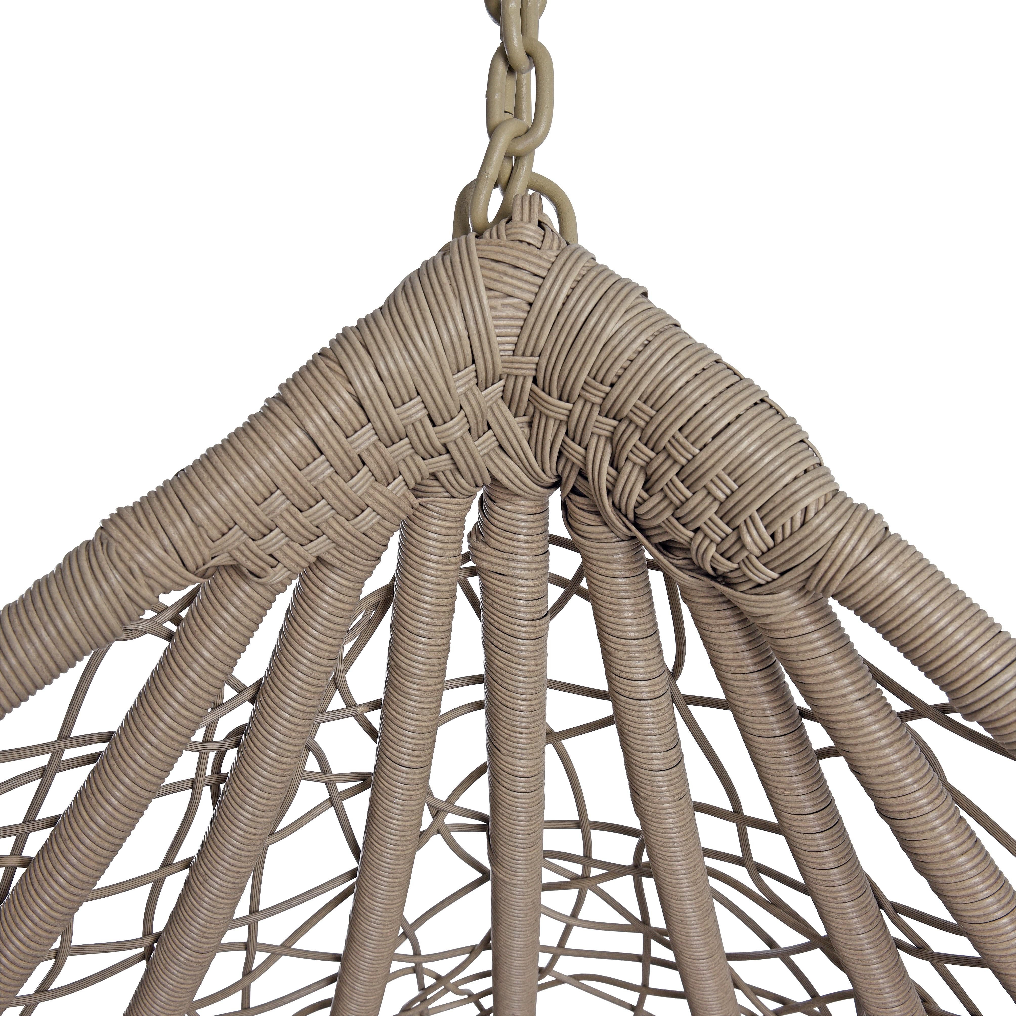 ESTEXO Hängesessel mit Gestell Polyrattan Hängekorb Rattan Hängestuhl Beige / Grau – Bild 3 von 5