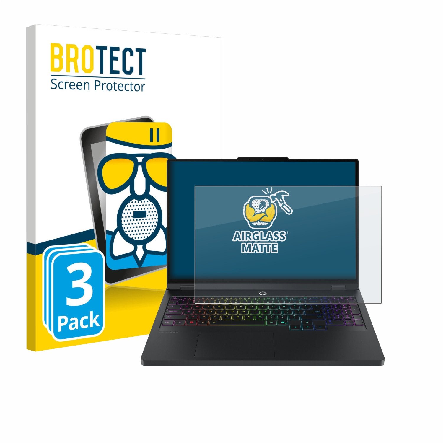 BROTECT Displayschutzglas Folie für Lenovo Legion Pro 5 Gen 10 16", 3 Stück, Schutzfolie Glas Panzer Display Schutz matt