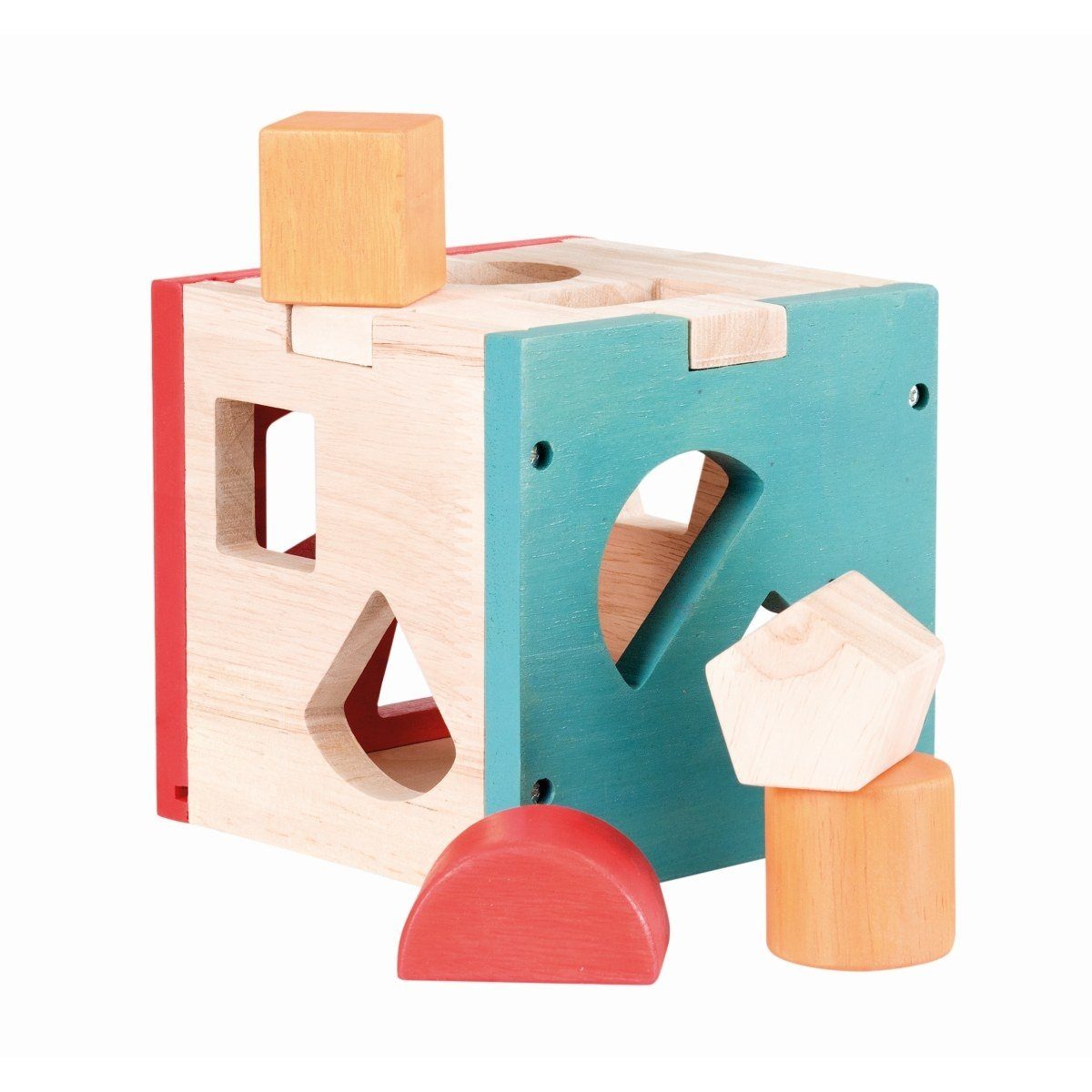 Egmont Toys Steckspielzeug Sortierbox 5 Farben Lernspiel Motorikwürfel Holzspielzeug