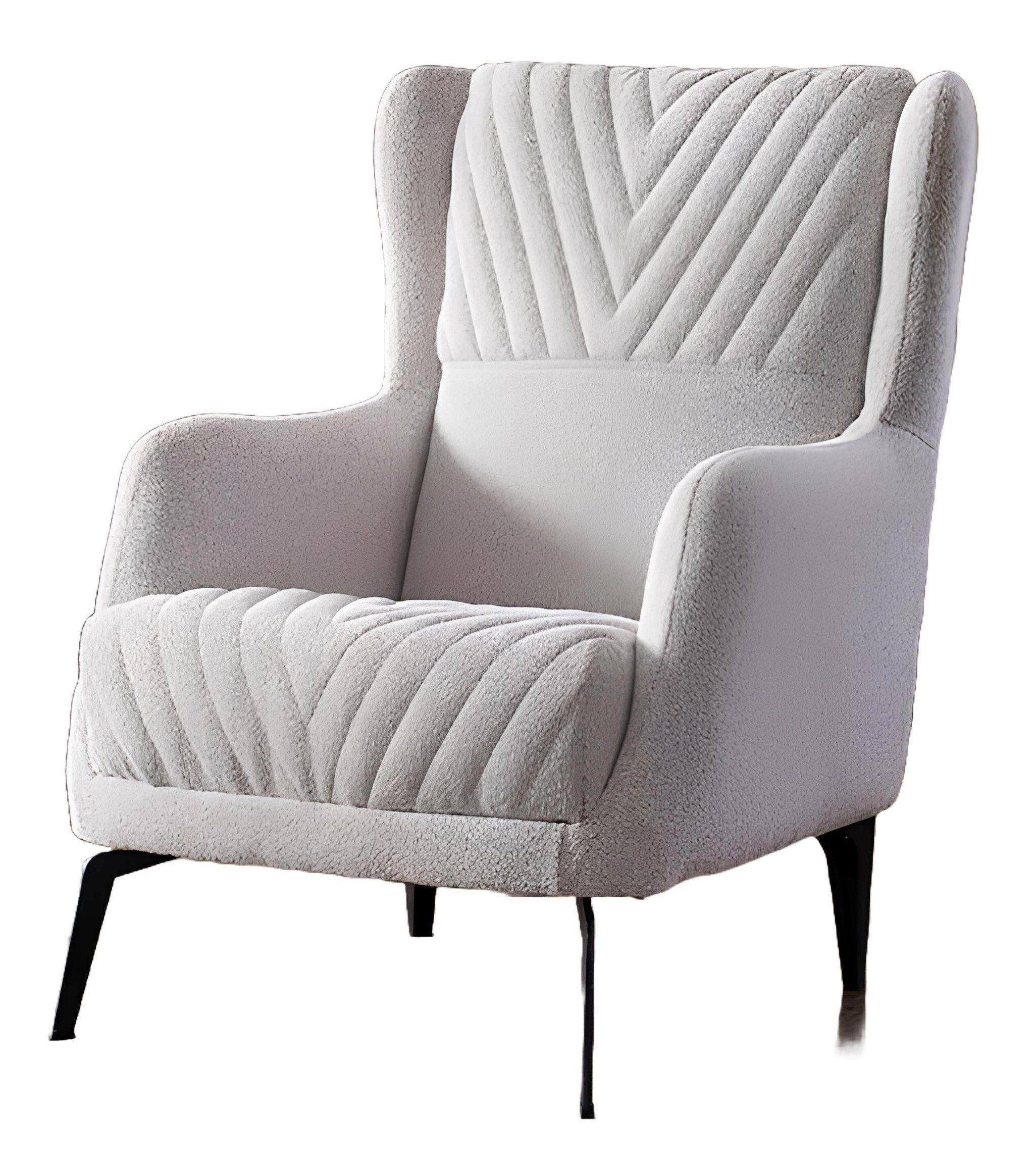 Loungesessel Weißer Relaxsessel mit luxuriösem Textilpolster und modernem Design