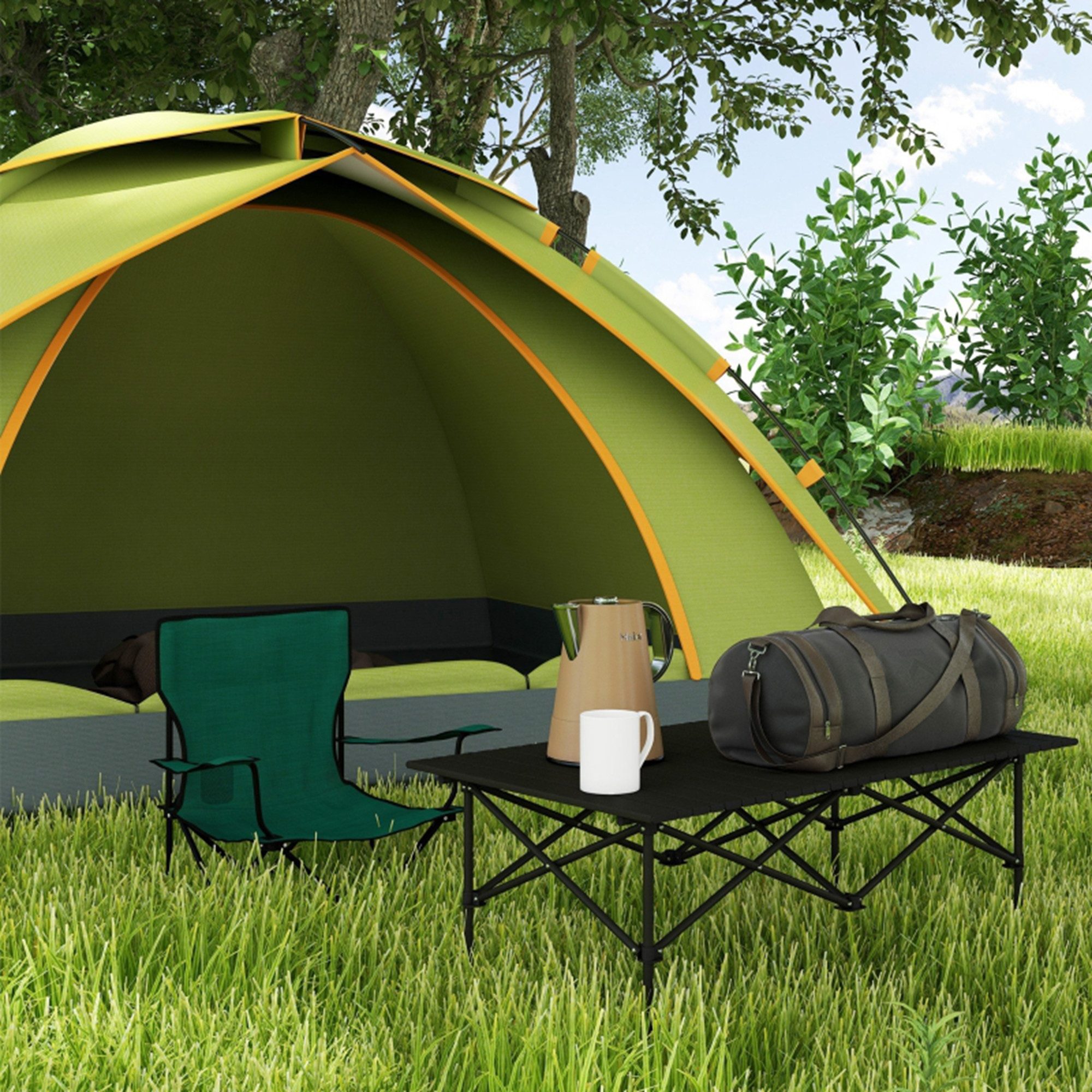 MC Star Campingtisch Klapptisch mit Aufrollbare Tischplatte X-Rahmen Gartentisch (aus Aluminium leicht 2 Personen Beistelltisch Falttisch für Garten Balkon Camping 95 x 55cm Schwarz)