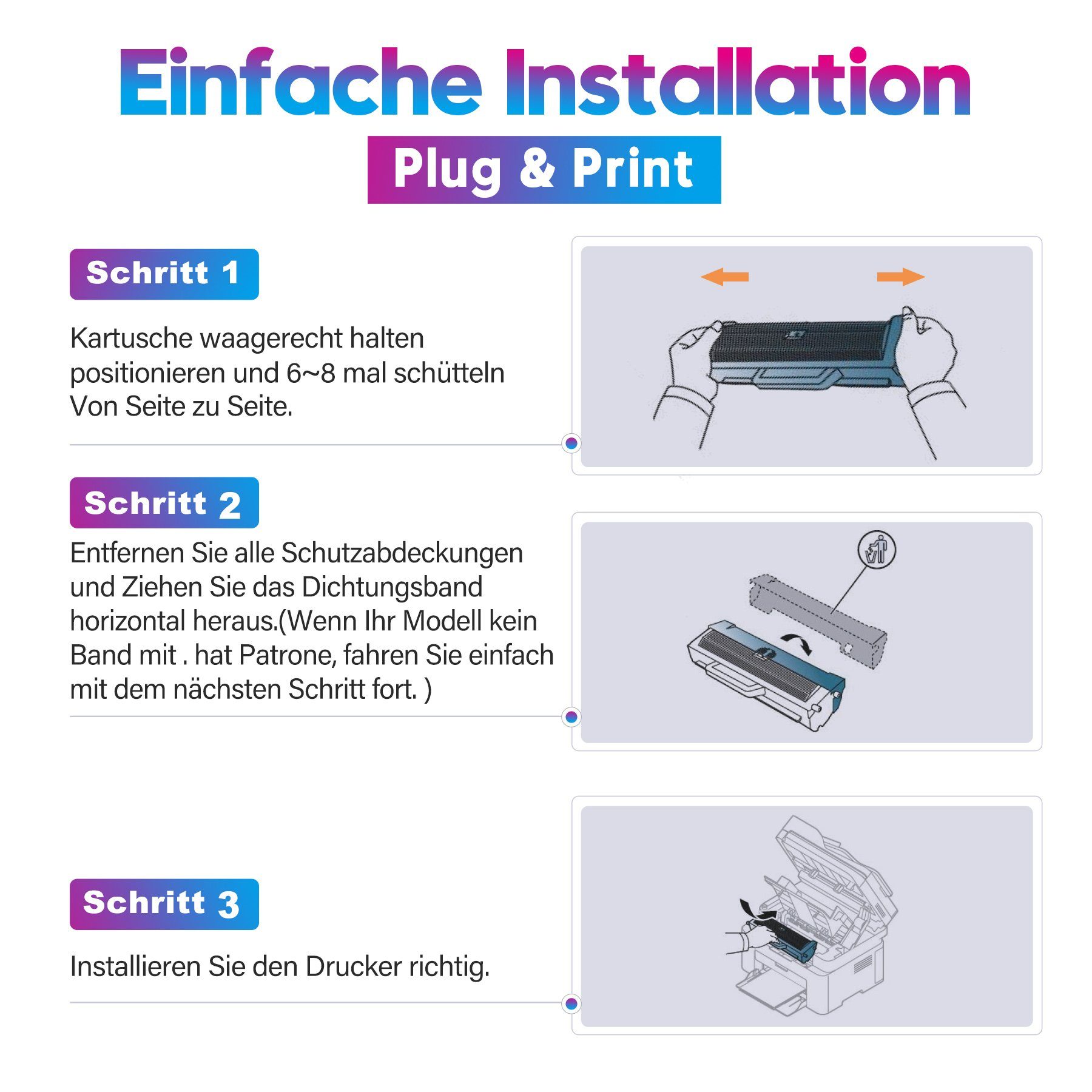 Schwarz ONLYU MFP 1x W1106A HP 137fwg A Tonerkartusche 107w für 137fnw 106