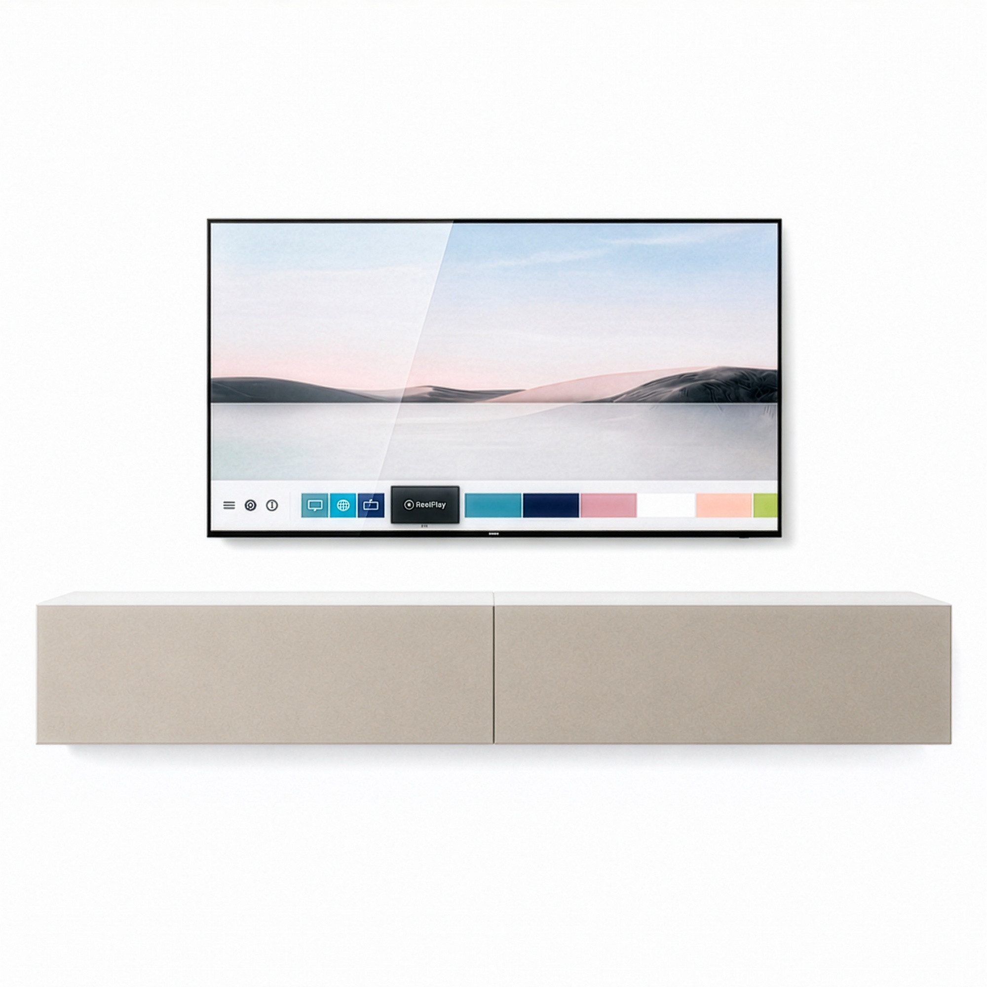 InnoFurn TV-Board Vela hängender Lowboard (2x hängender Fernsehschrank), Sanftes Öffnen, Made in Germany, Modernes Design