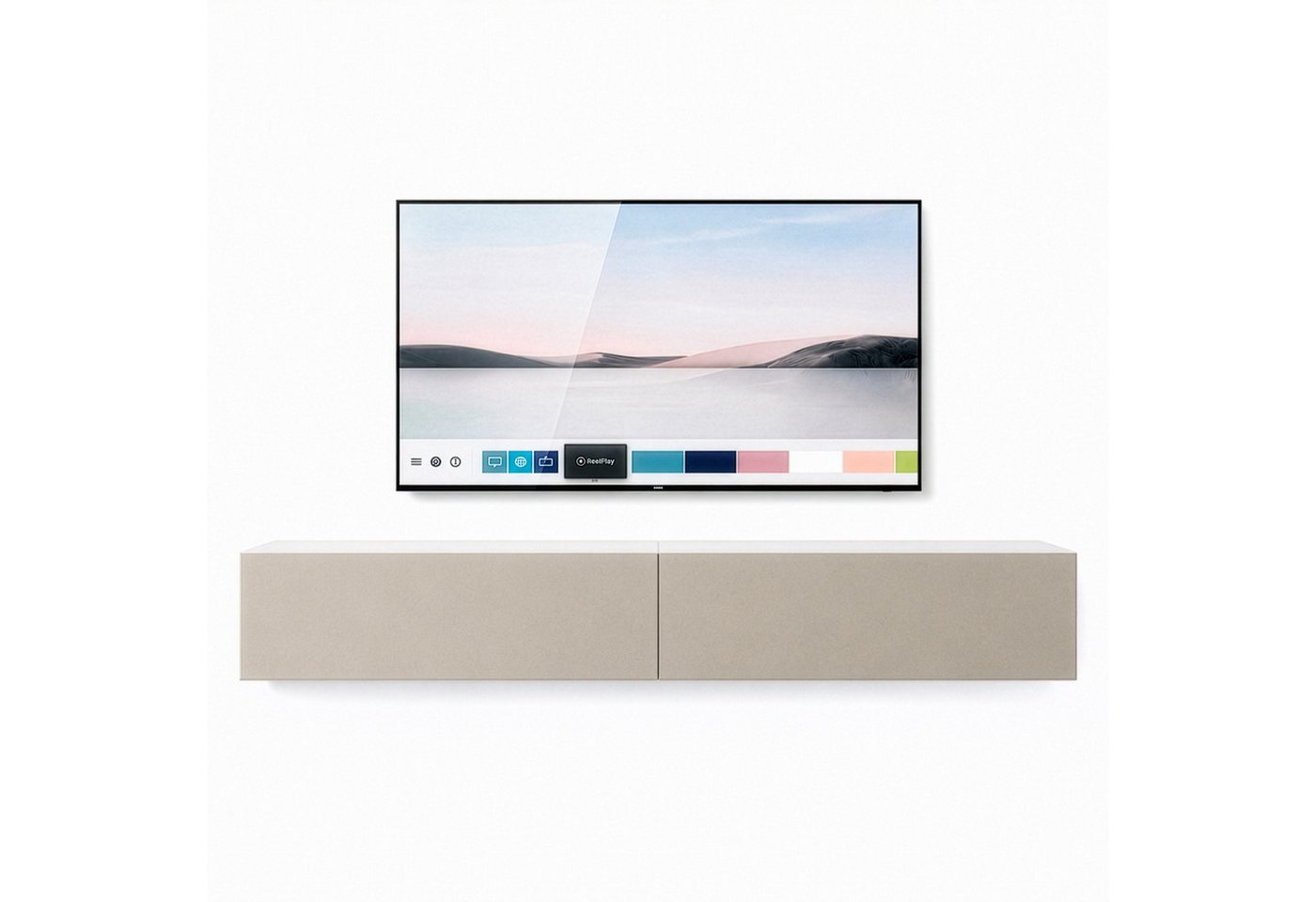 InnoFurn TV-Board Vela hängender Lowboard (2x hängender Fernsehschrank), Sanftes Öffnen, Made in Germany, Modernes Design