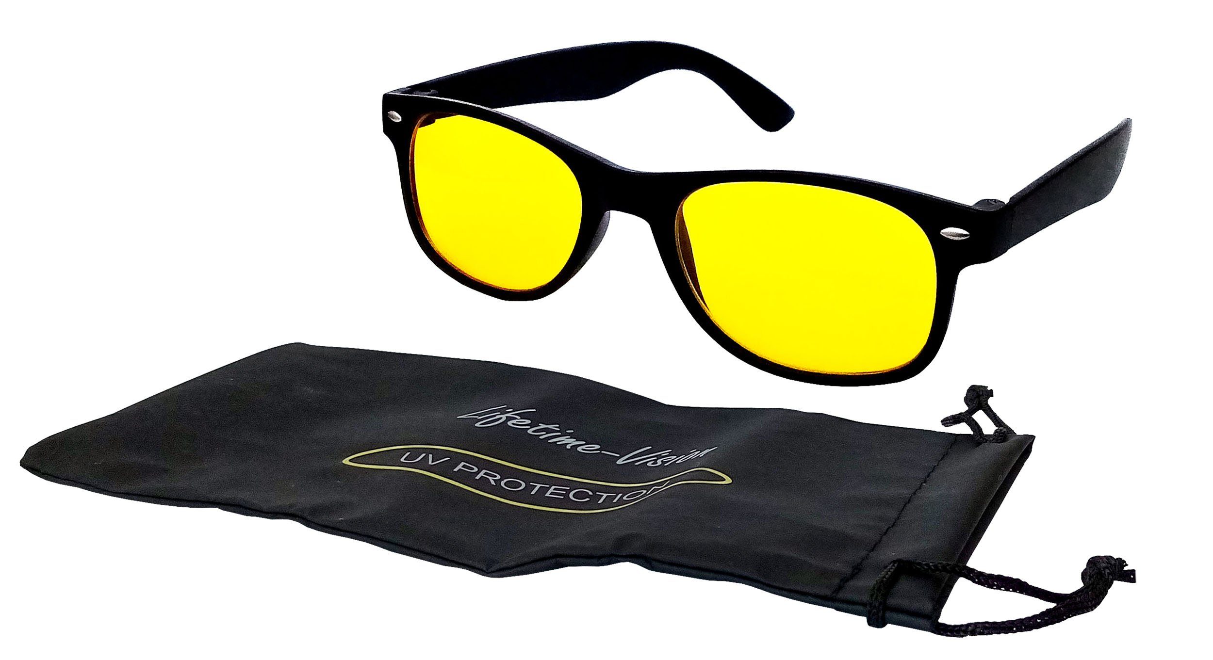 Dunlop Fahrradbrille NACHTSICHT BRILLE Nachtsichtbrille Nachtfahrbrille 78 (aus Kunststoff), Beutel Auto Kontrastbrille UV-Protection blendfreie Linsen Kontrast | Fahrradbrillen