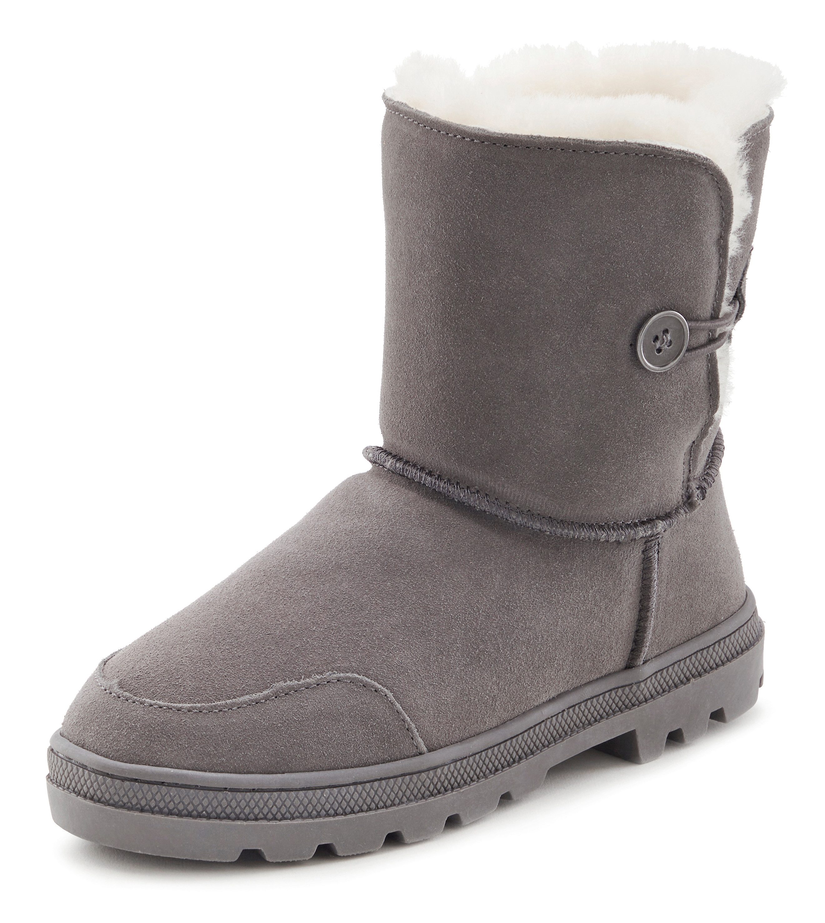 LASCANA Winterstiefel aus kuscheligem Lammfell, robuste Sohle, Winterstiefe günstig online kaufen