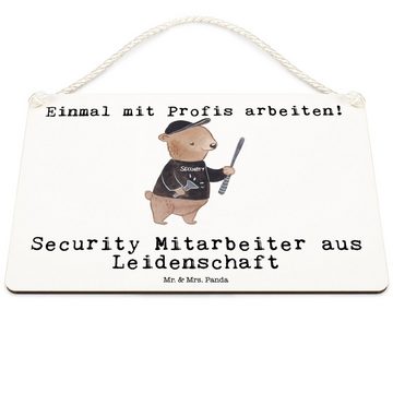 Mr. & Mrs. Panda Hinweisschild DIN A6 Security Mitarbeiter Leidenschaft - Weiß - Geschenk, Wandschil, (1 St), Aufhängung inklusive