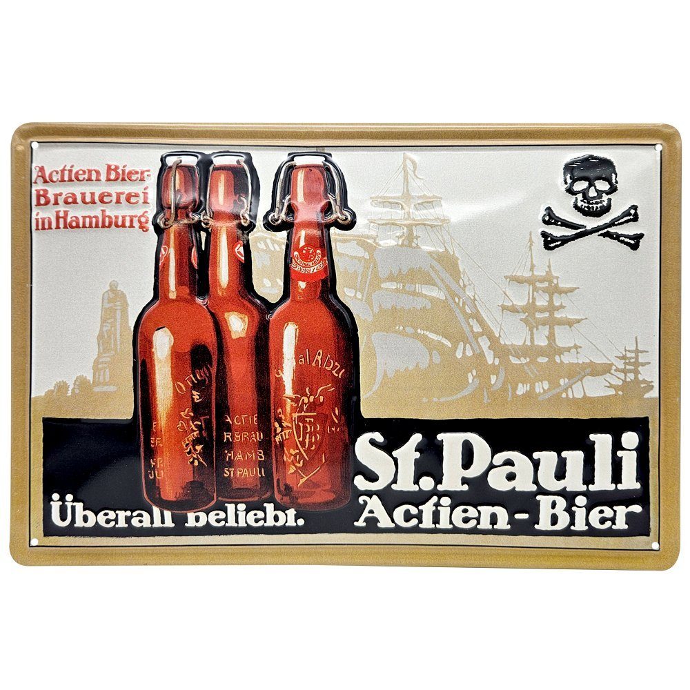 Bier Wanddekoobjekt the what (1 Werbeschild Pauli Actien St. 30x20cm shop Blechschild St)